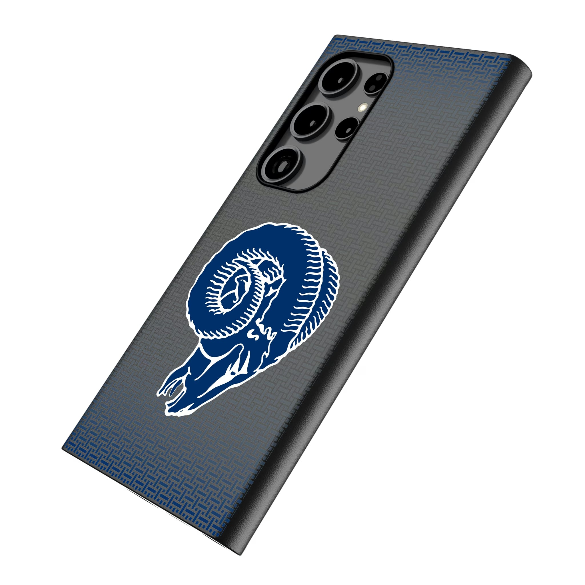 Los Angeles Rams Historic Collection Linen Galaxy MagSafe Compatible Phone Case for Samsung Galaxy - Isometric View#Device_Galaxy S26 Ultra