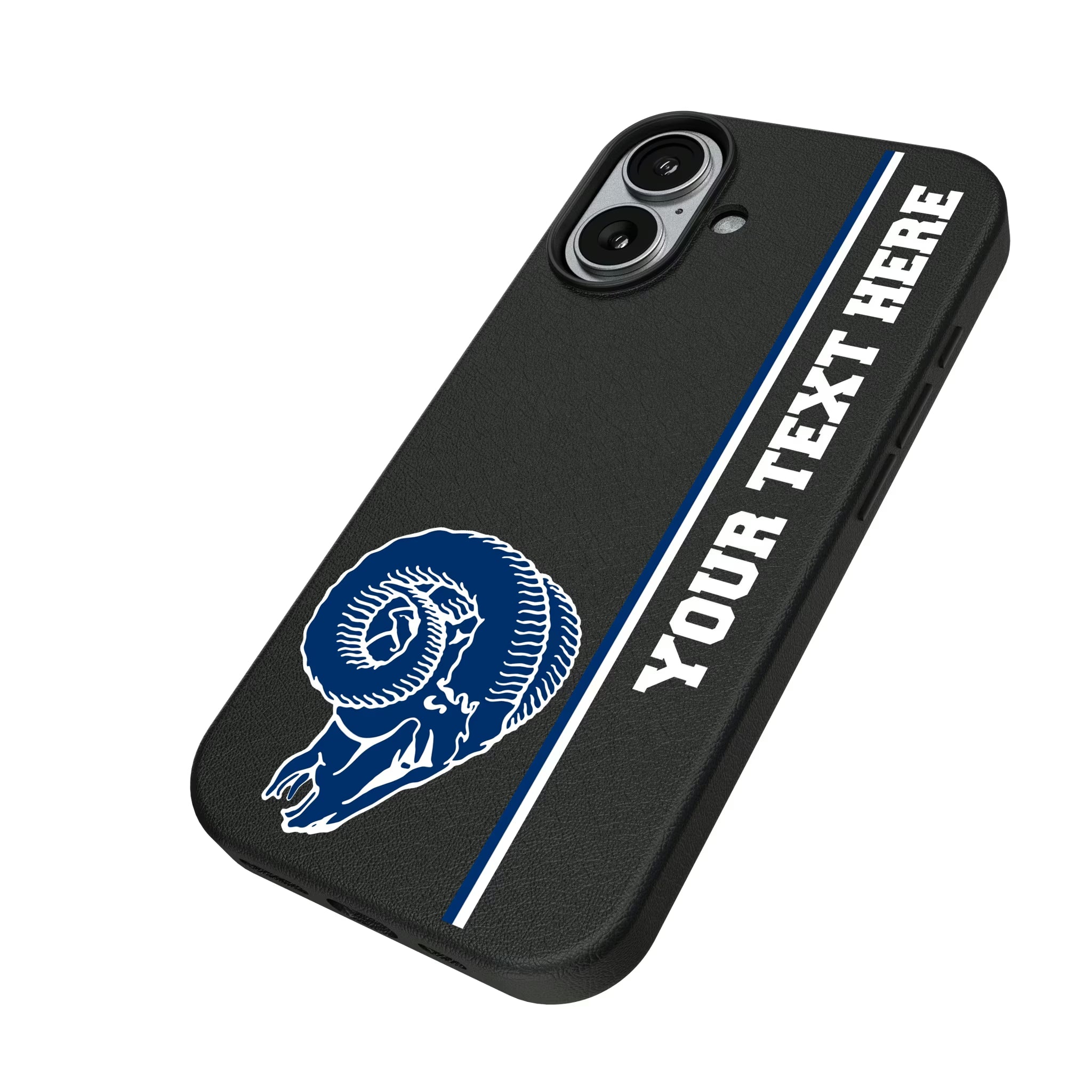 Los Angeles Rams Historic Collection Personalized Sidebard iPhone MagSafe Compatible Phone Case for Apple iPhone - Isometric View#Device_iPhone 17