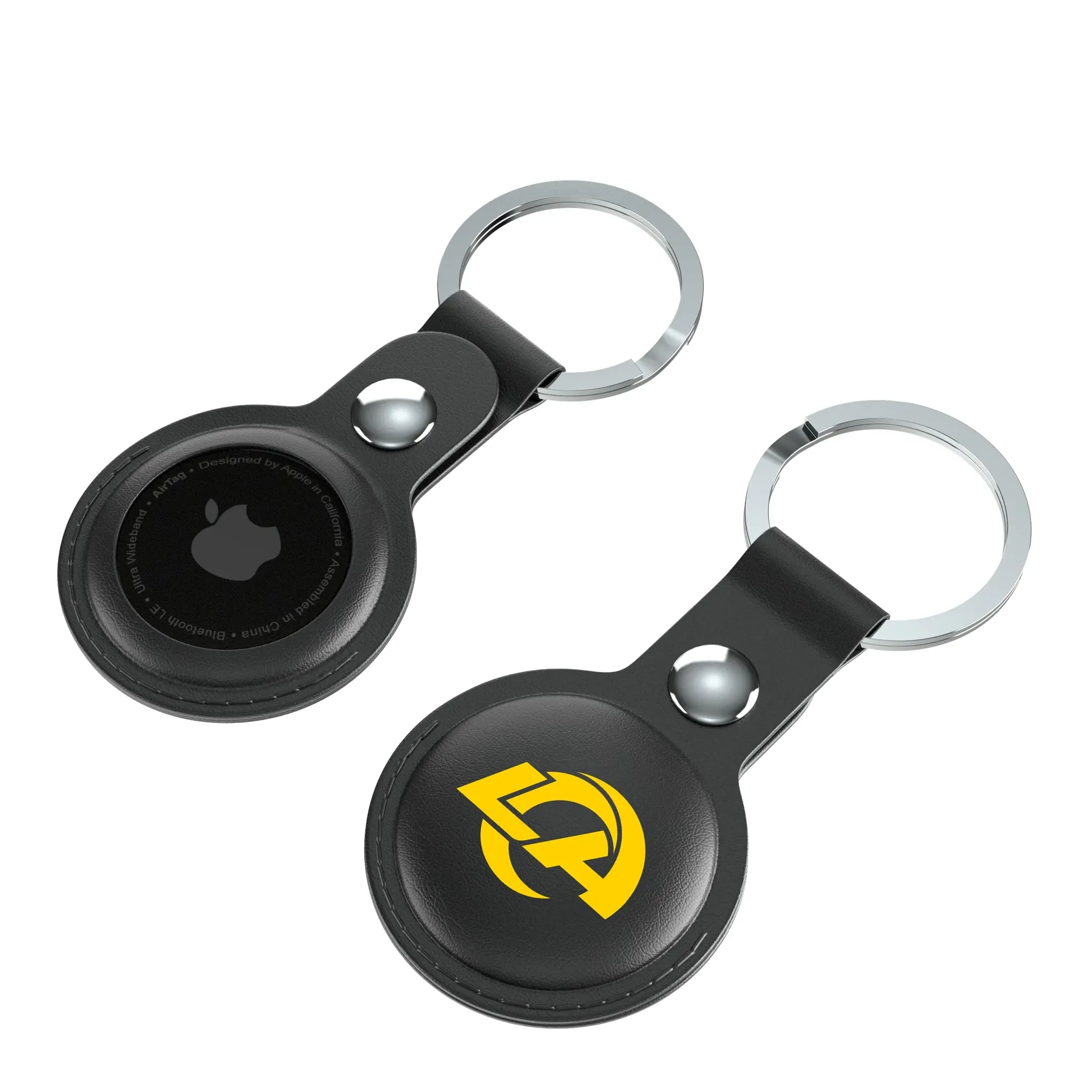 Los Angeles Rams Insignia AirTag Black Airtag Holder 2-Pack - Isometric View