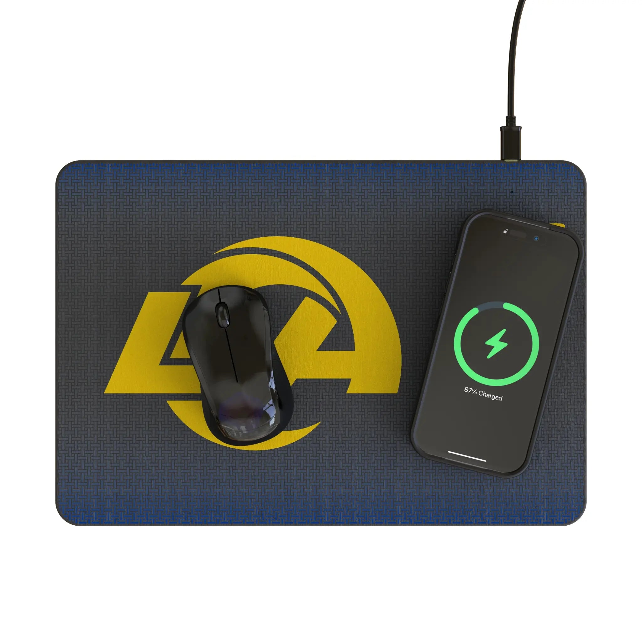 Los Angeles Rams Linen 15-Watt Wireless Charger and Mouse Pad - Lifestyle
