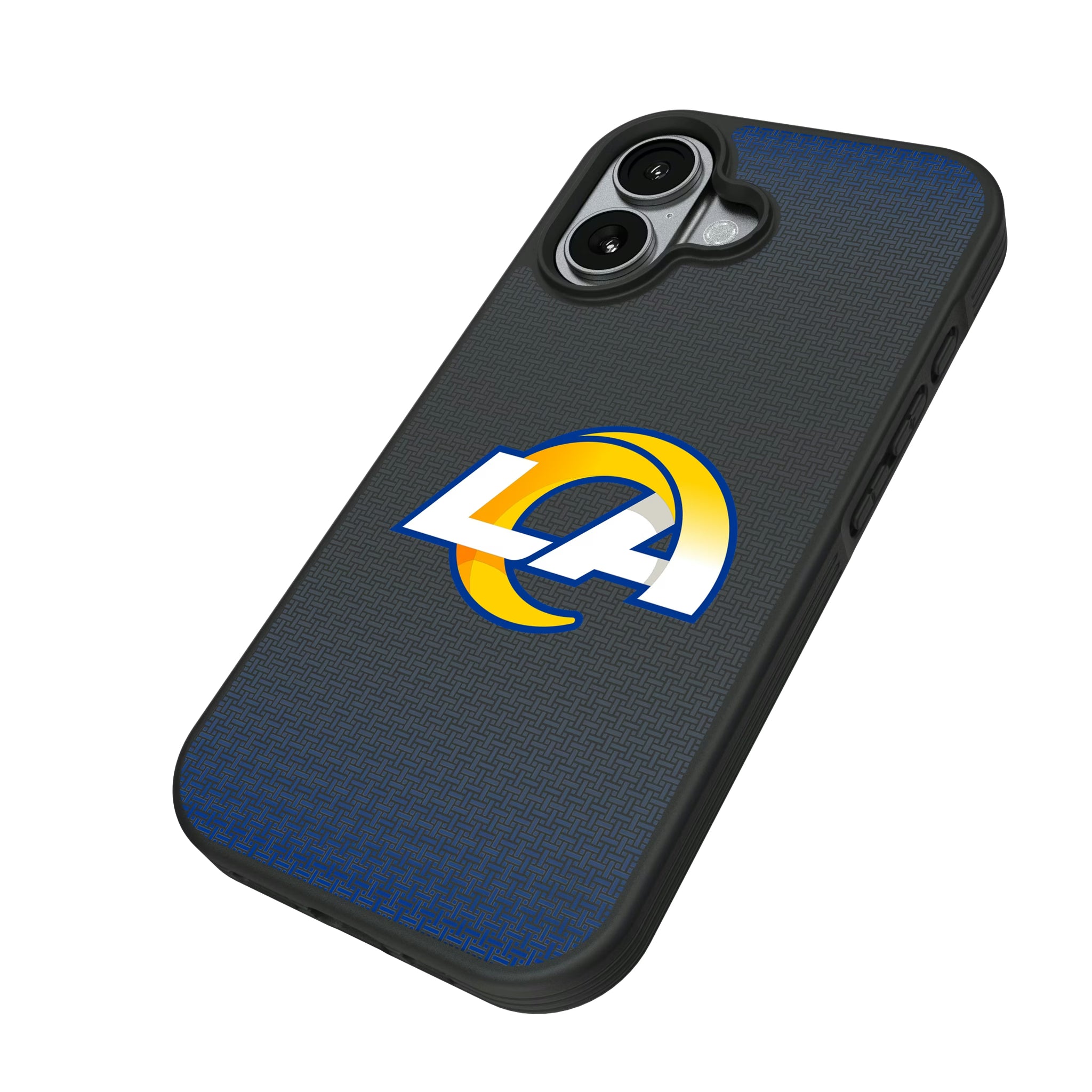 Los Angeles Rams Linen iPhone Bump Phone Case for Apple iPhone - Isometric View#Device_iPhone 17