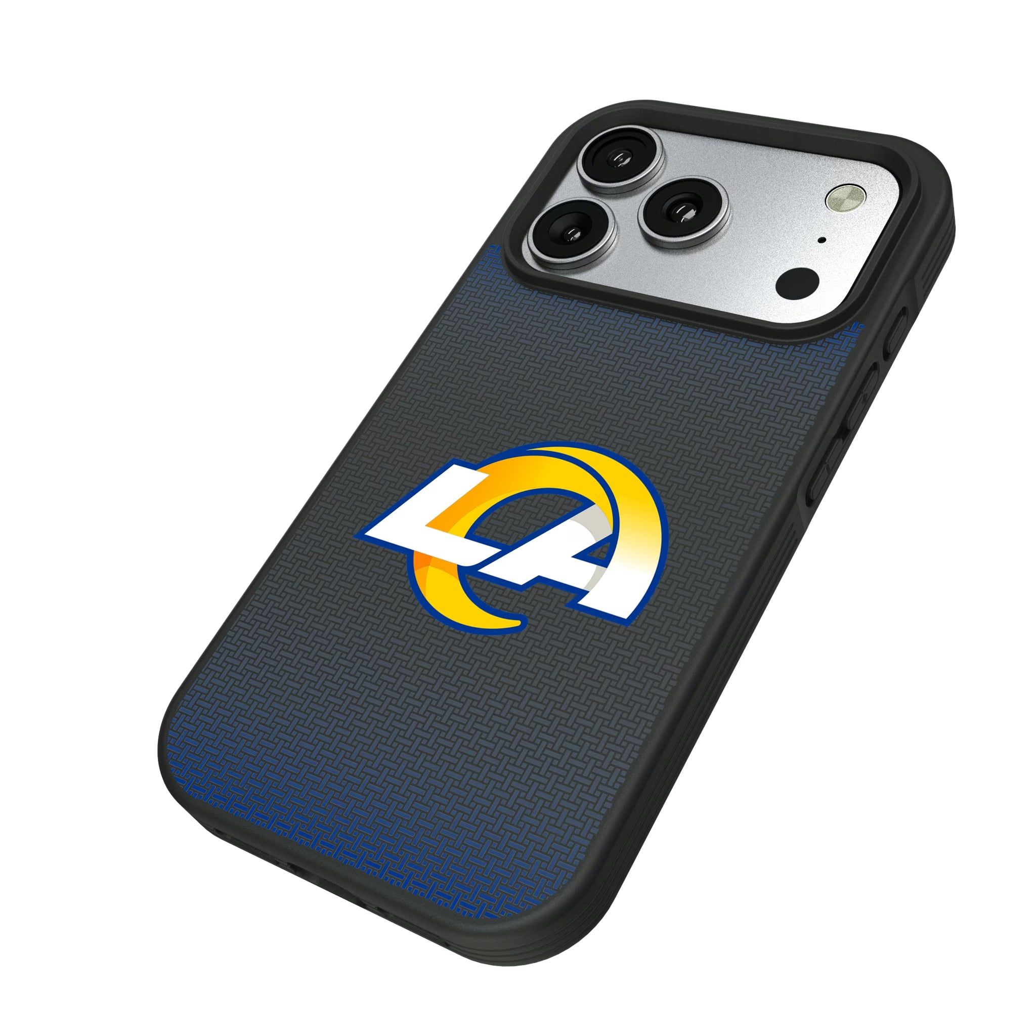 Los Angeles Rams Linen iPhone Bump Phone Case for Apple iPhone - Isometric View#Device_iPhone 17 Pro