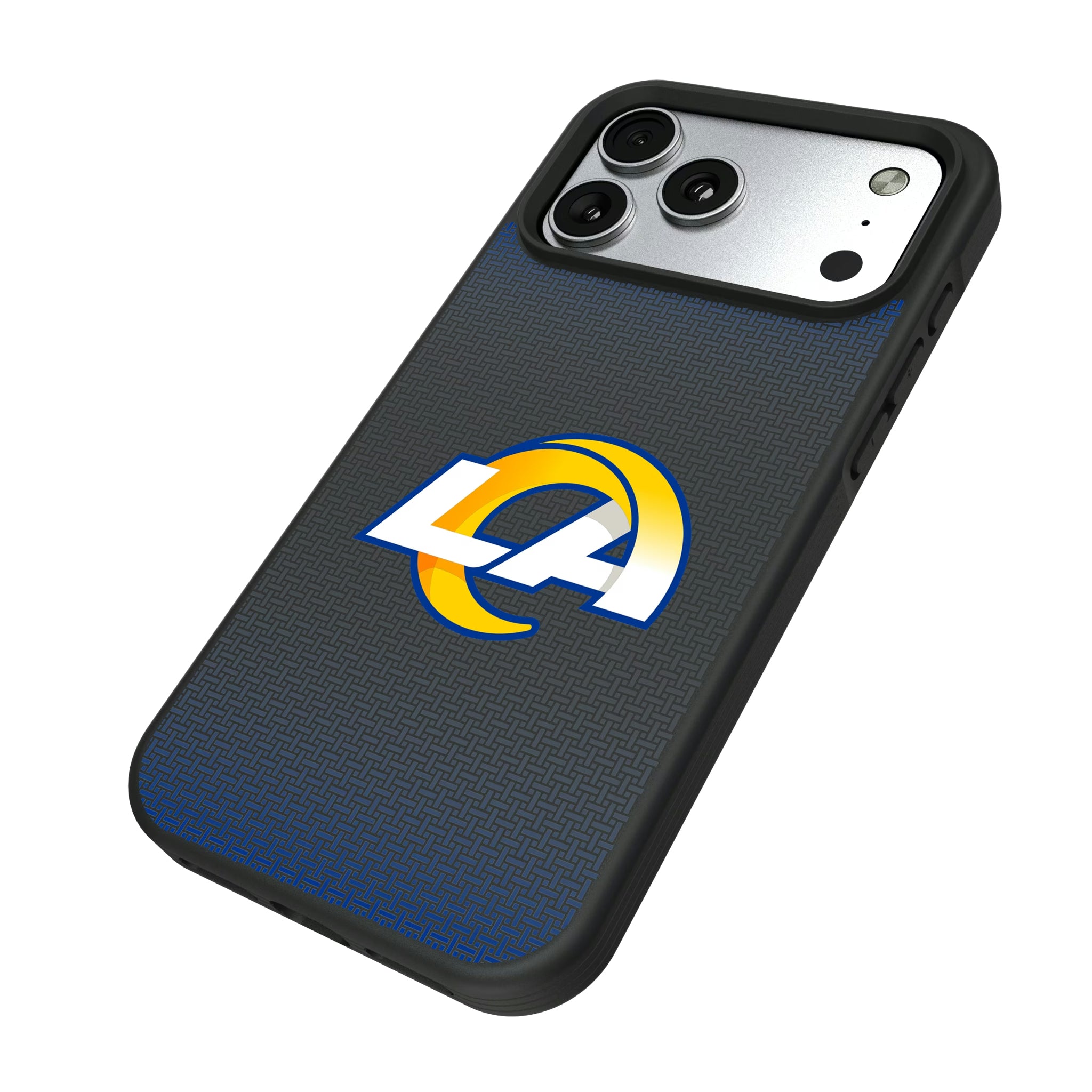 Los Angeles Rams Linen iPhone Bump Phone Case for Apple iPhone - Isometric View#Device_iPhone 17 Pro Max