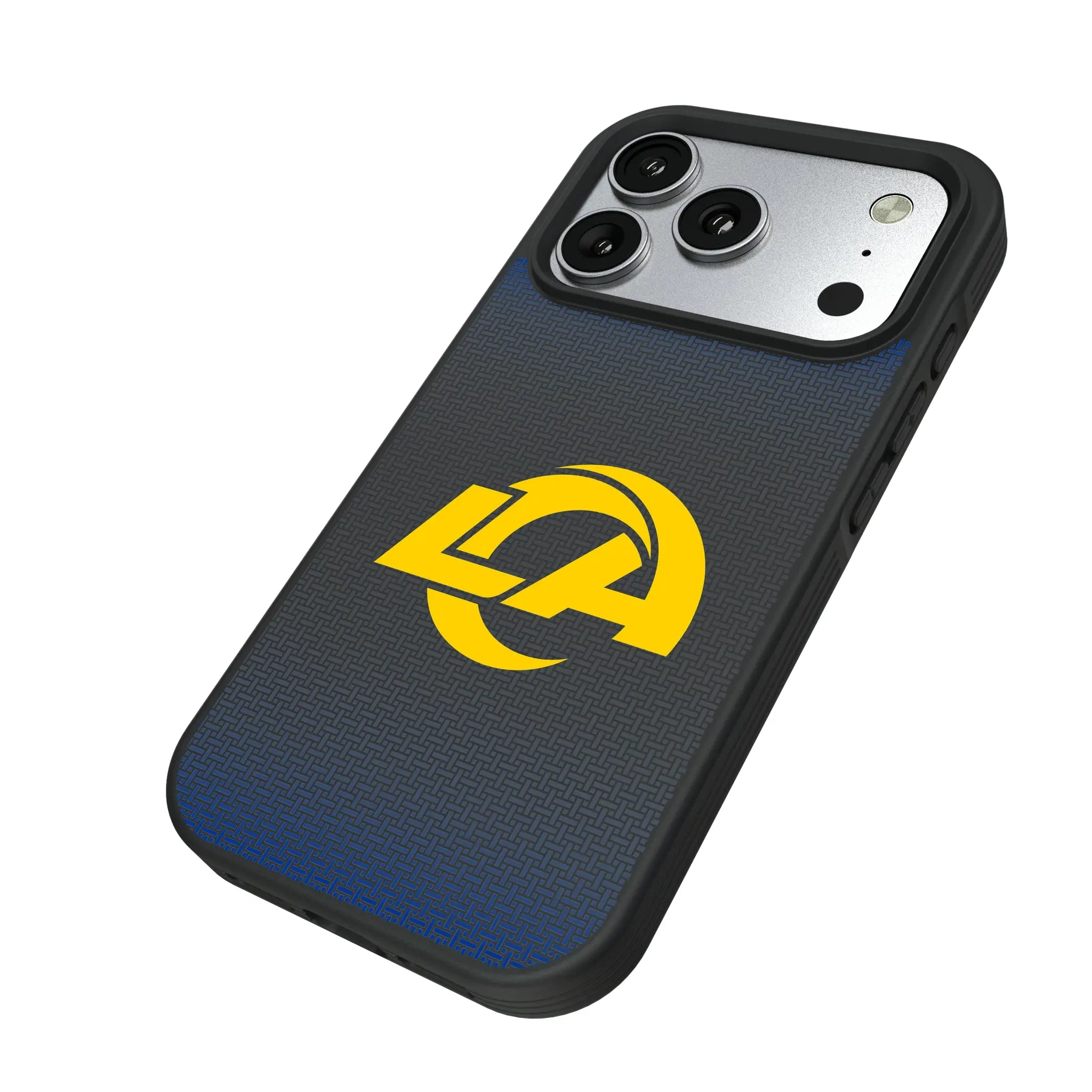 Los Angeles Rams Linen iPhone Bump Phone Case for Apple iPhone - Isometric View#Device_iPhone 17 Pro