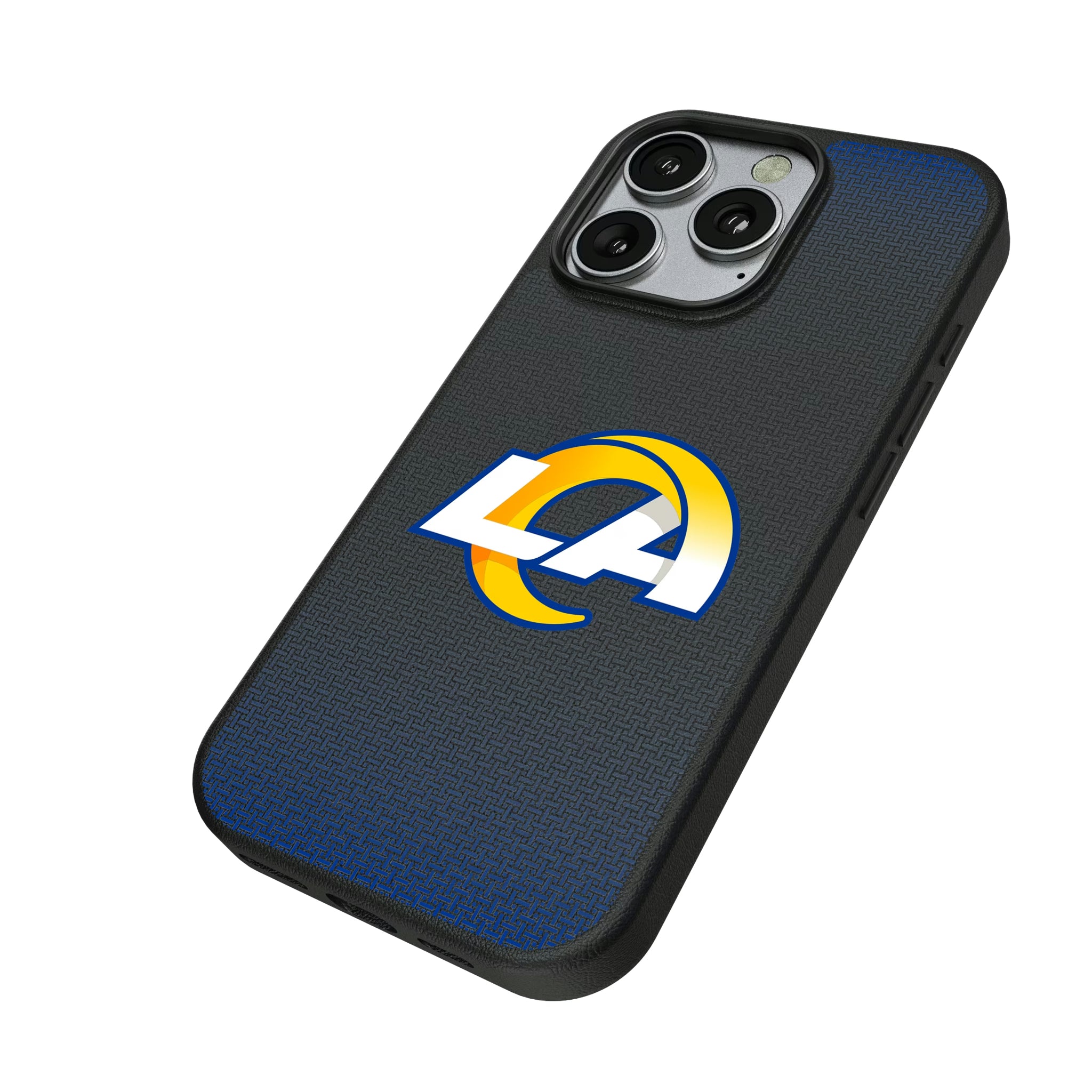 Los Angeles Rams Linen iPhone MagSafe Compatible Phone Case for Apple iPhone - Isometric View