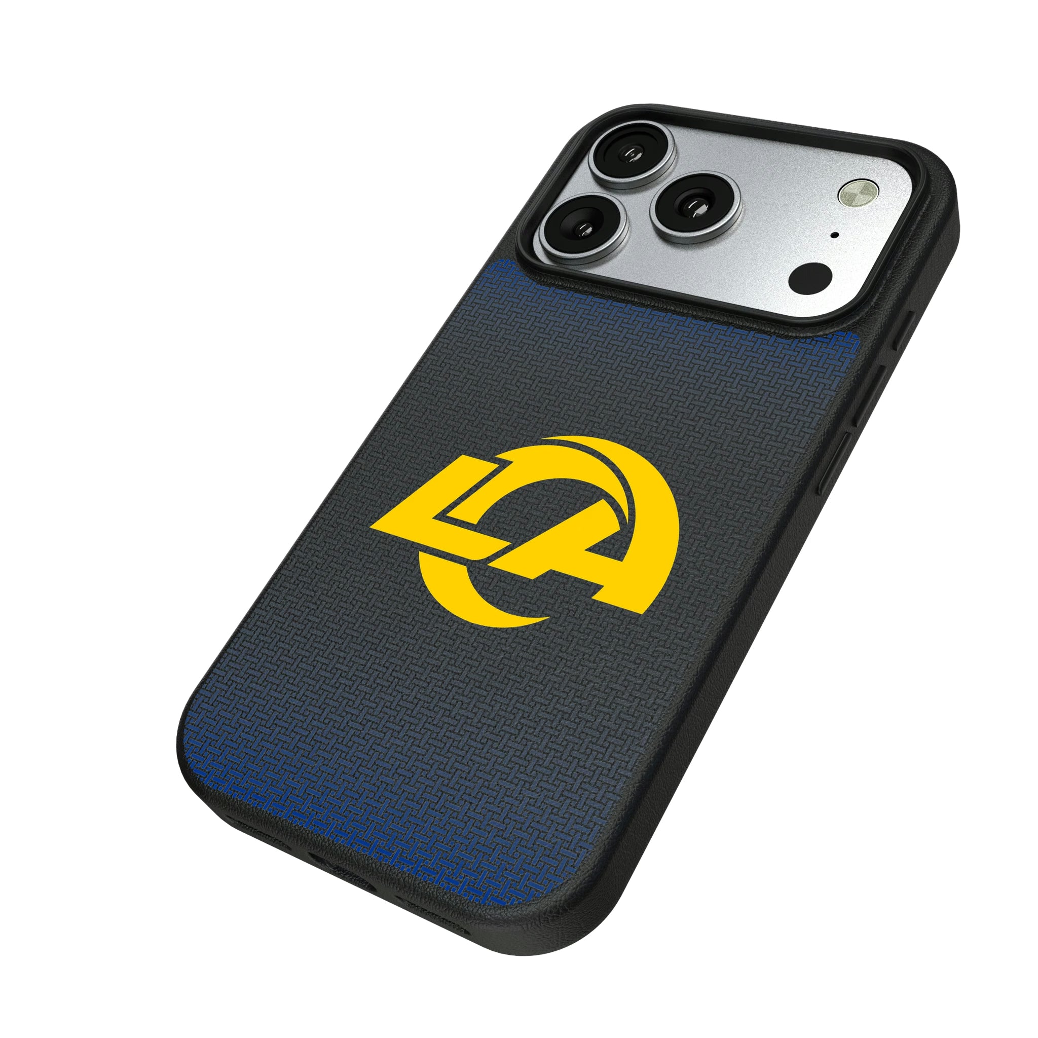 Los Angeles Rams Linen iPhone MagSafe Compatible Phone Case for Apple iPhone - Isometric View#Device_iPhone 17 Pro