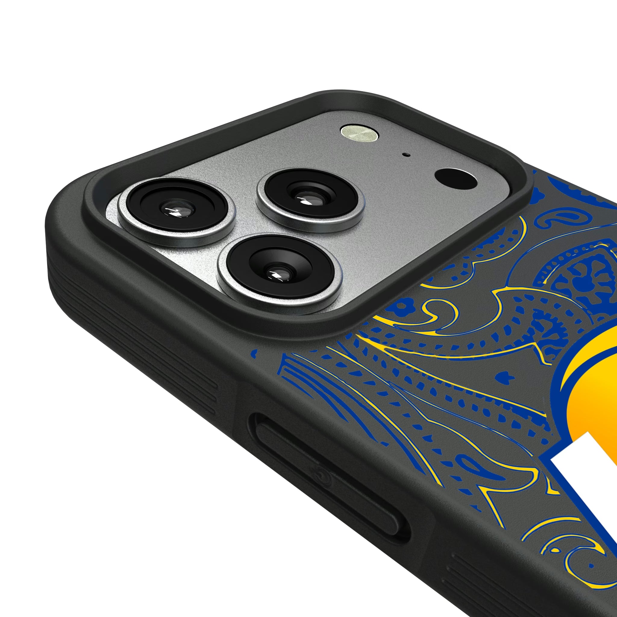 Los Angeles Rams Paisley iPhone Bump Phone Case for Apple iPhone - Detail#Device_iPhone 17 Pro