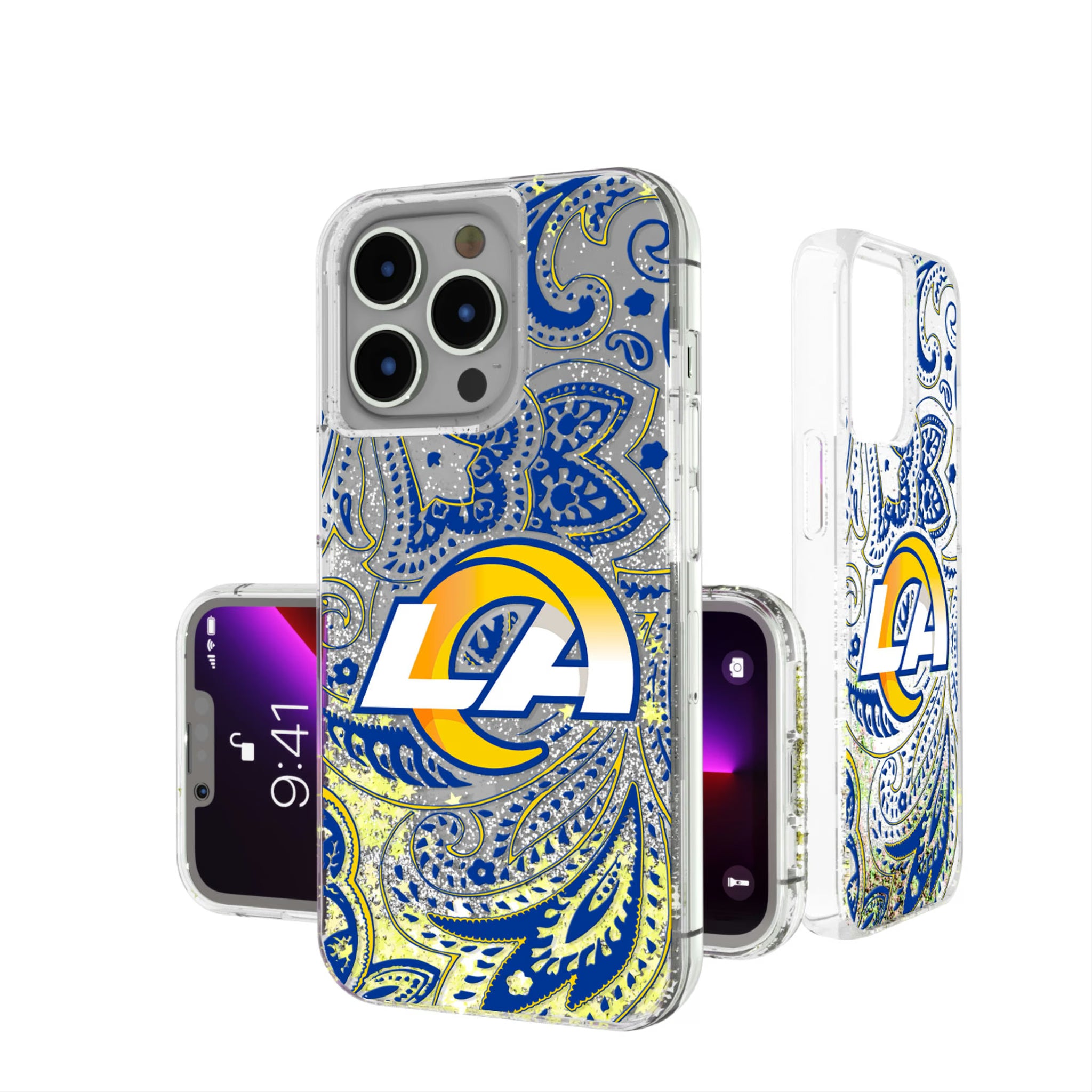 Los Angeles Rams Paisley iPhone Glitter Phone Case for Apple iPhone