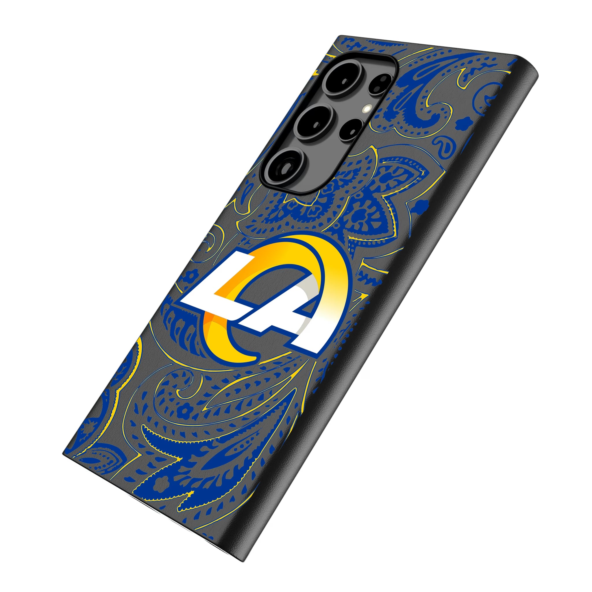 Los Angeles Rams Paisley Galaxy MagSafe Compatible Phone Case for Samsung Galaxy - Isometric View