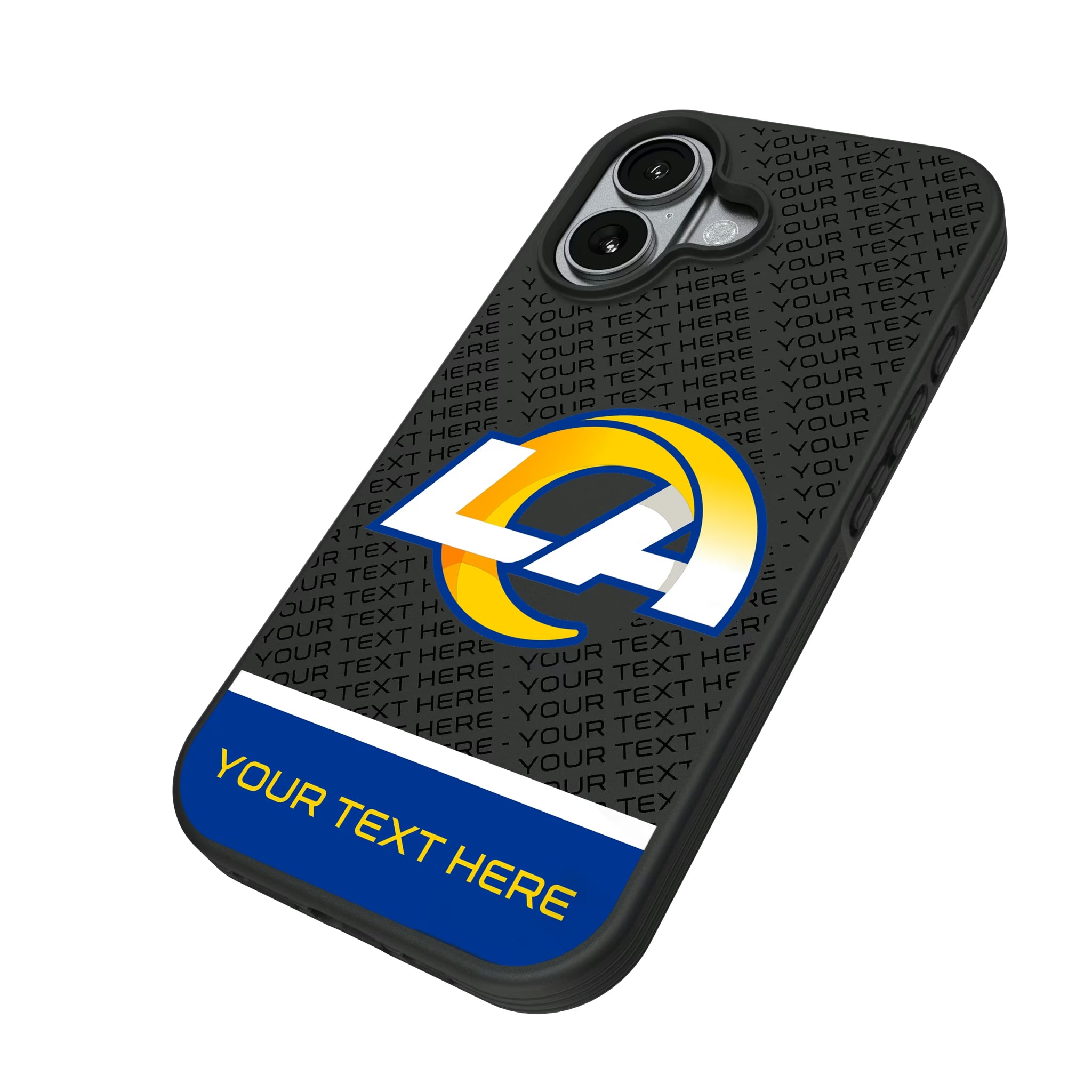 Los Angeles Rams Personalized EndZone Plus iPhone Bump Phone Case for Apple iPhone - Isometric View#Device_iPhone 17