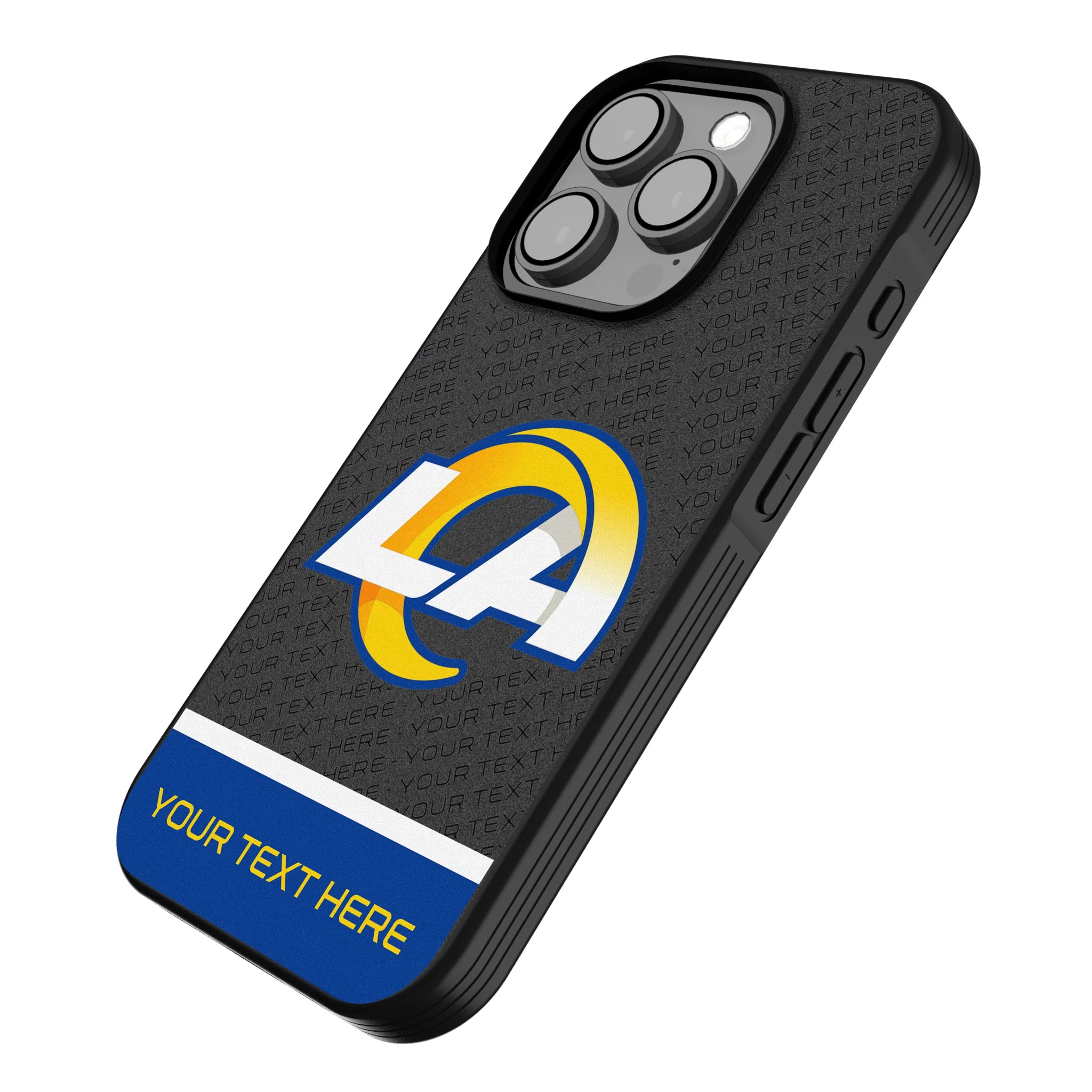 Los Angeles Rams Personalized EndZone Plus iPhone Bump Phone Case for Apple iPhone - Isometric View