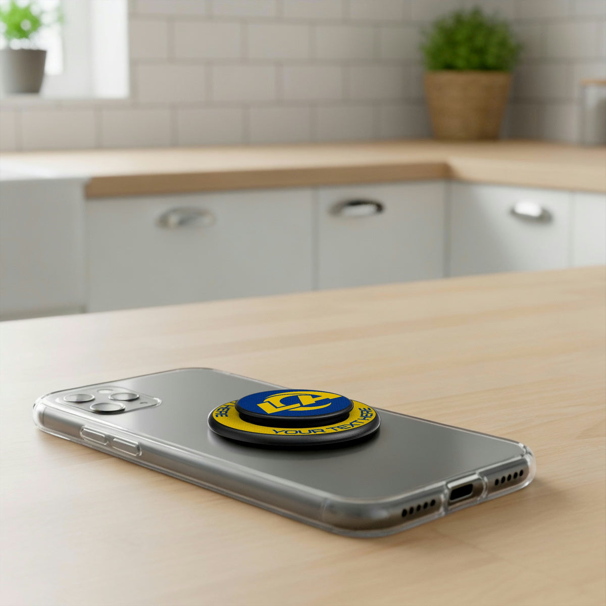 Los Angeles Rams Personalized Endzone Solid Popsockets Round Magnetic - Lifestyle