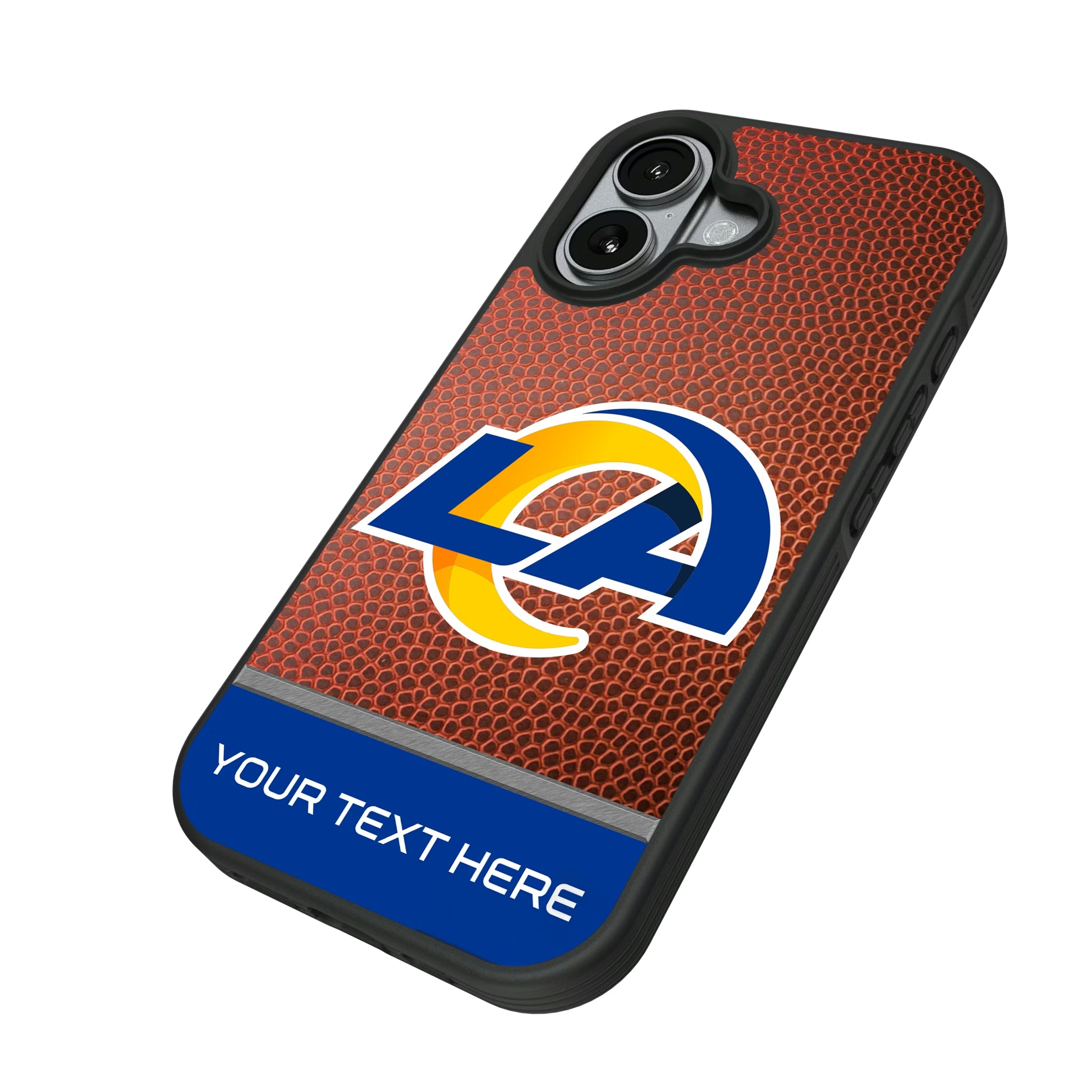 Los Angeles Rams Personalized Football iPhone Bump Phone Case for Apple iPhone - Isometric View#Device_iPhone 17