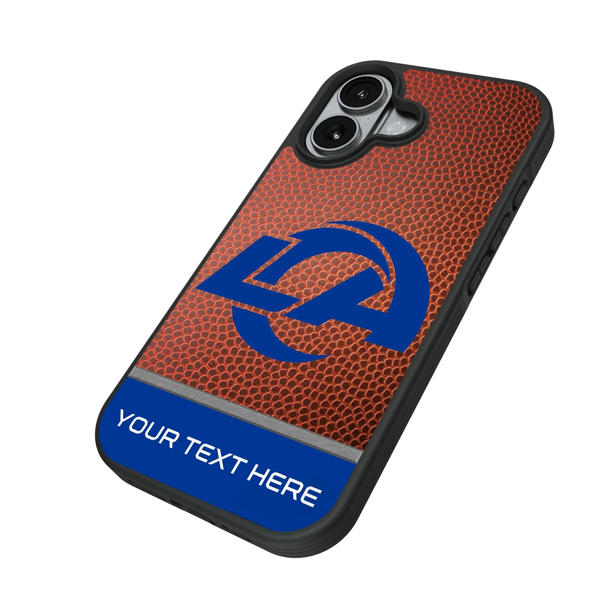 Los Angeles Rams Personalized Football iPhone Bump Phone Case for Apple iPhone - Isometric View#Device_iPhone 17