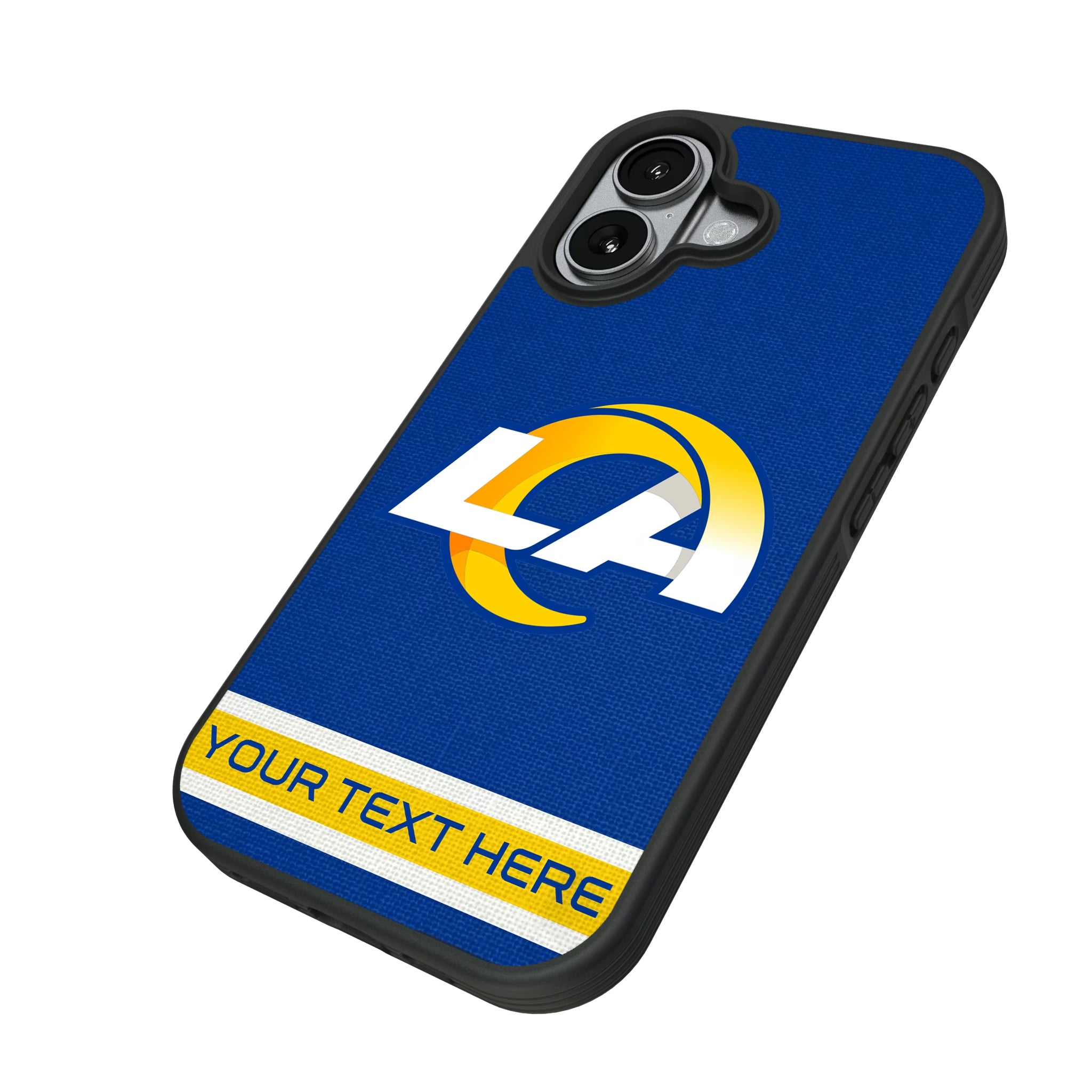 Los Angeles Rams Personalized Stripe iPhone Bump Phone Case for Apple iPhone - Isometric View#Device_iPhone 17