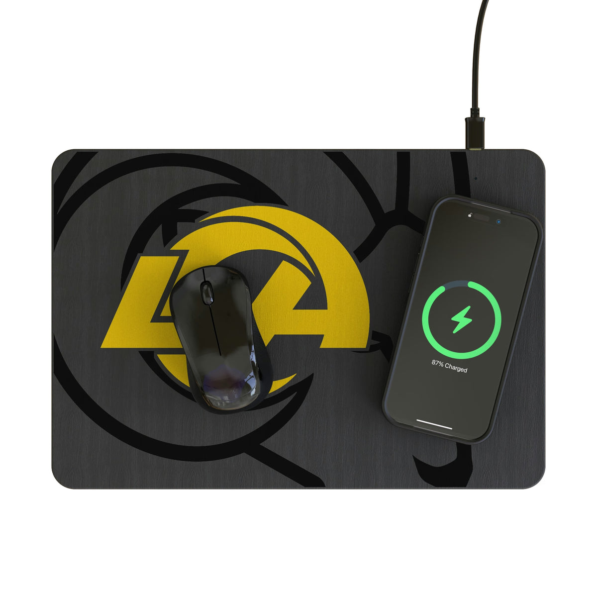 Los Angeles Rams Personalized Tilt 15-Watt Wireless Charger and Mouse Pad - Lifestyle