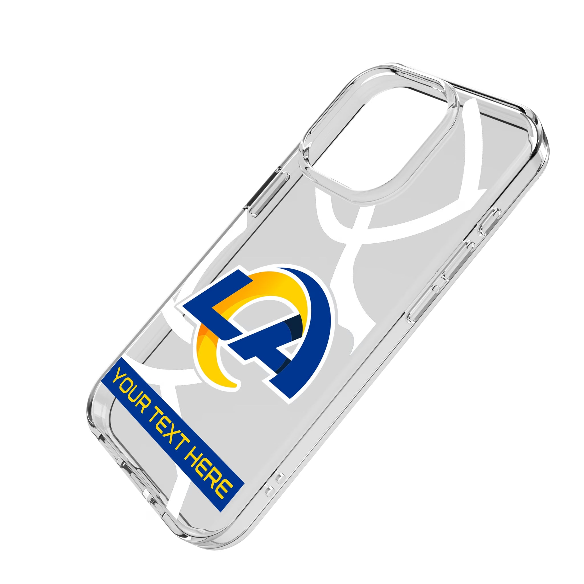 Los Angeles Rams Personalized Tilt iPhone Clear Phone Case for Apple iPhone - Isometric View