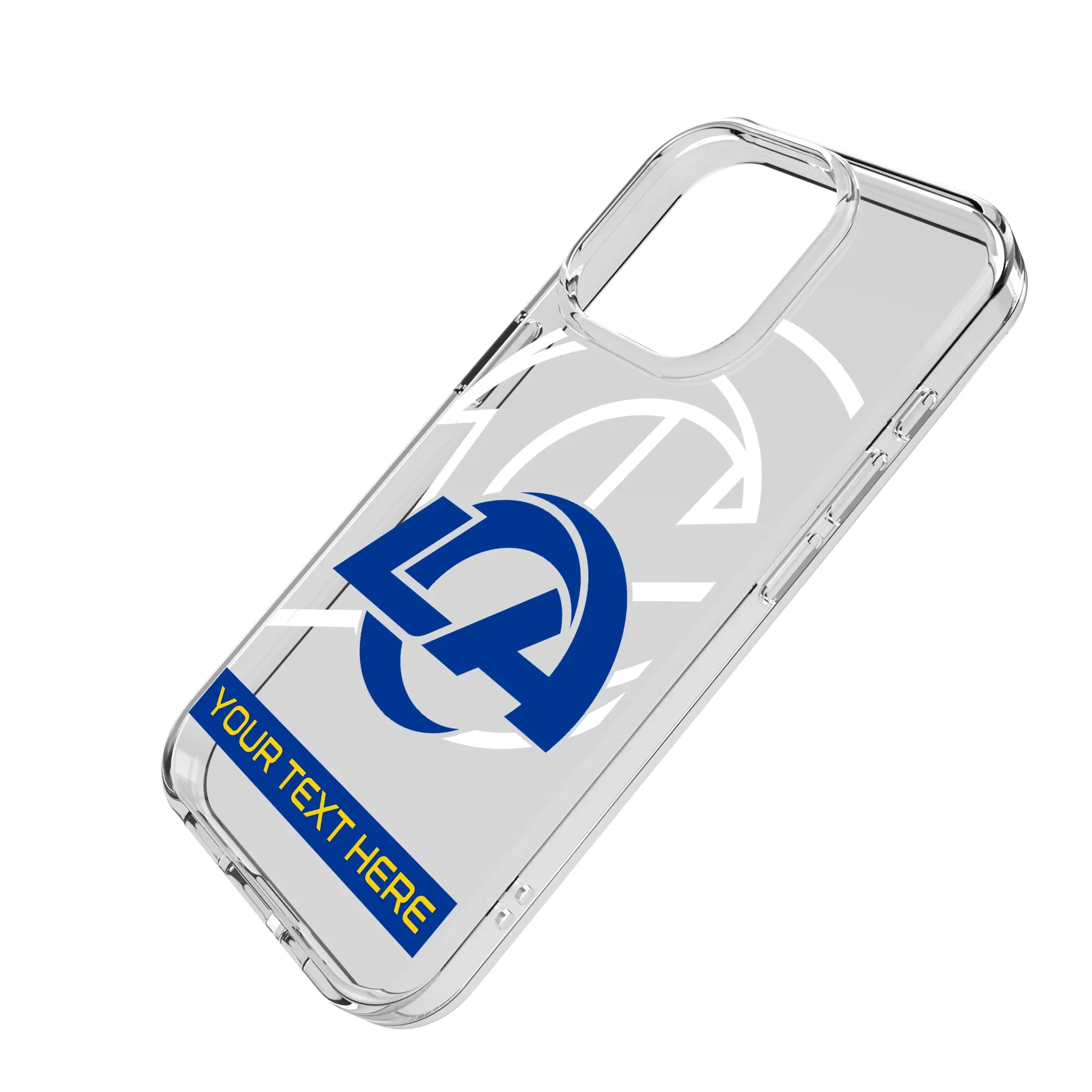 Los Angeles Rams Personalized Tilt iPhone Clear Phone Case for Apple iPhone - Isometric View