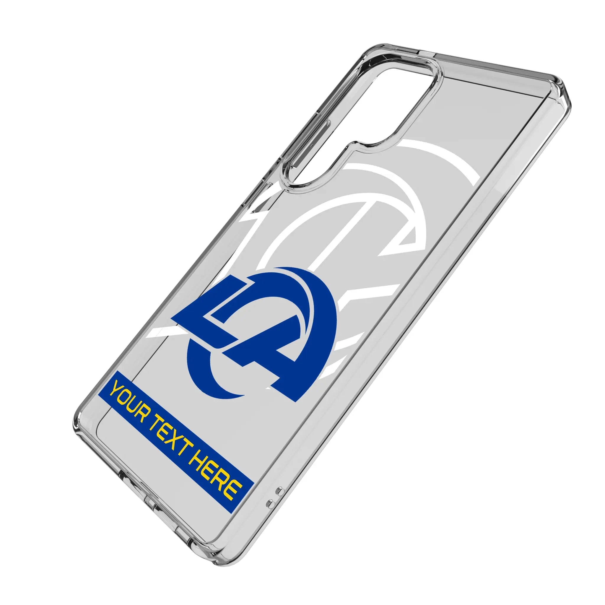 Los Angeles Rams Personalized Tilt Galaxy Clear Phone Case for Samsung Galaxy - Isometric View#Device_Galaxy S25 Ultra