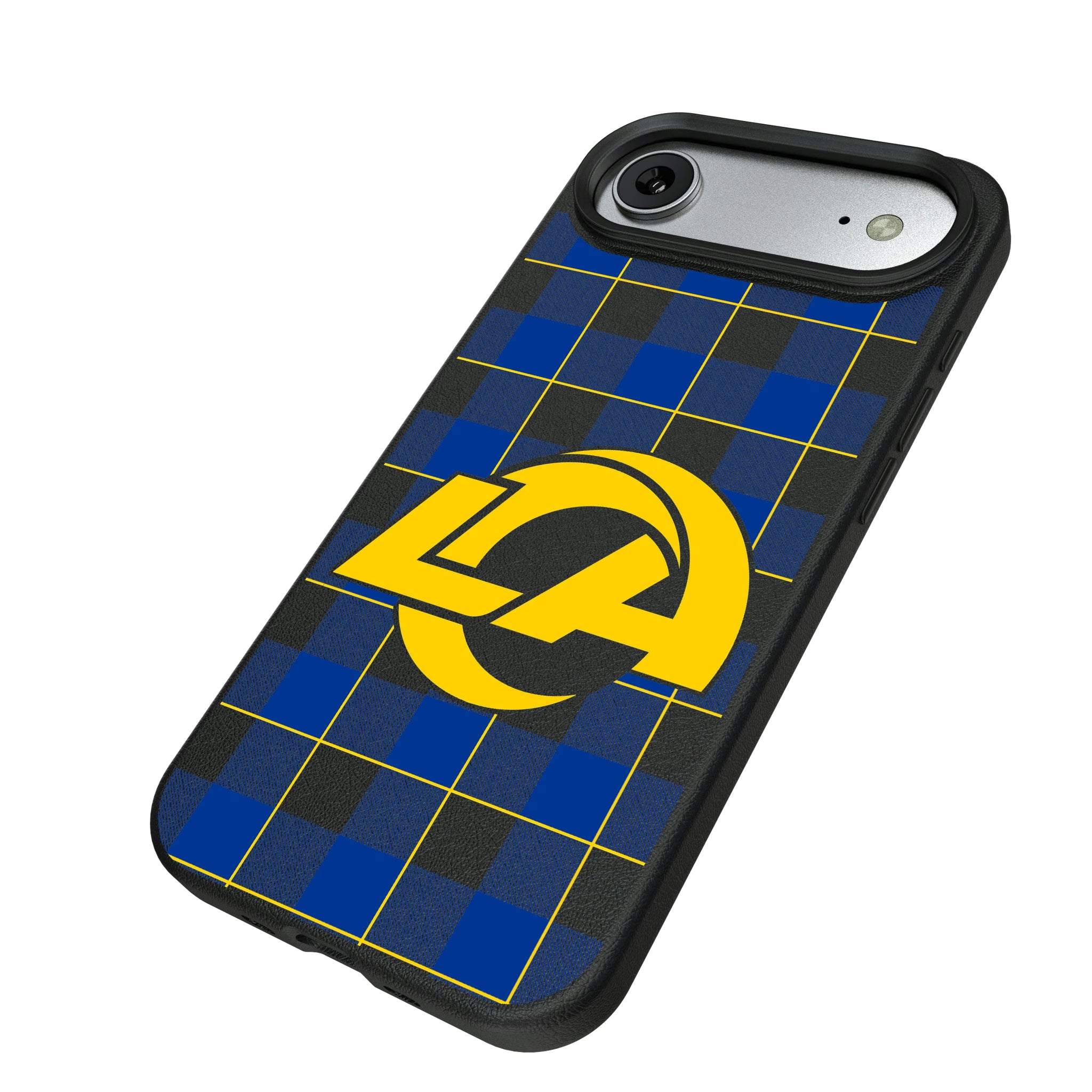 Los Angeles Rams Plaid iPhone MagSafe Compatible Phone Case for Apple iPhone - Isometric View#Device_iPhone Air