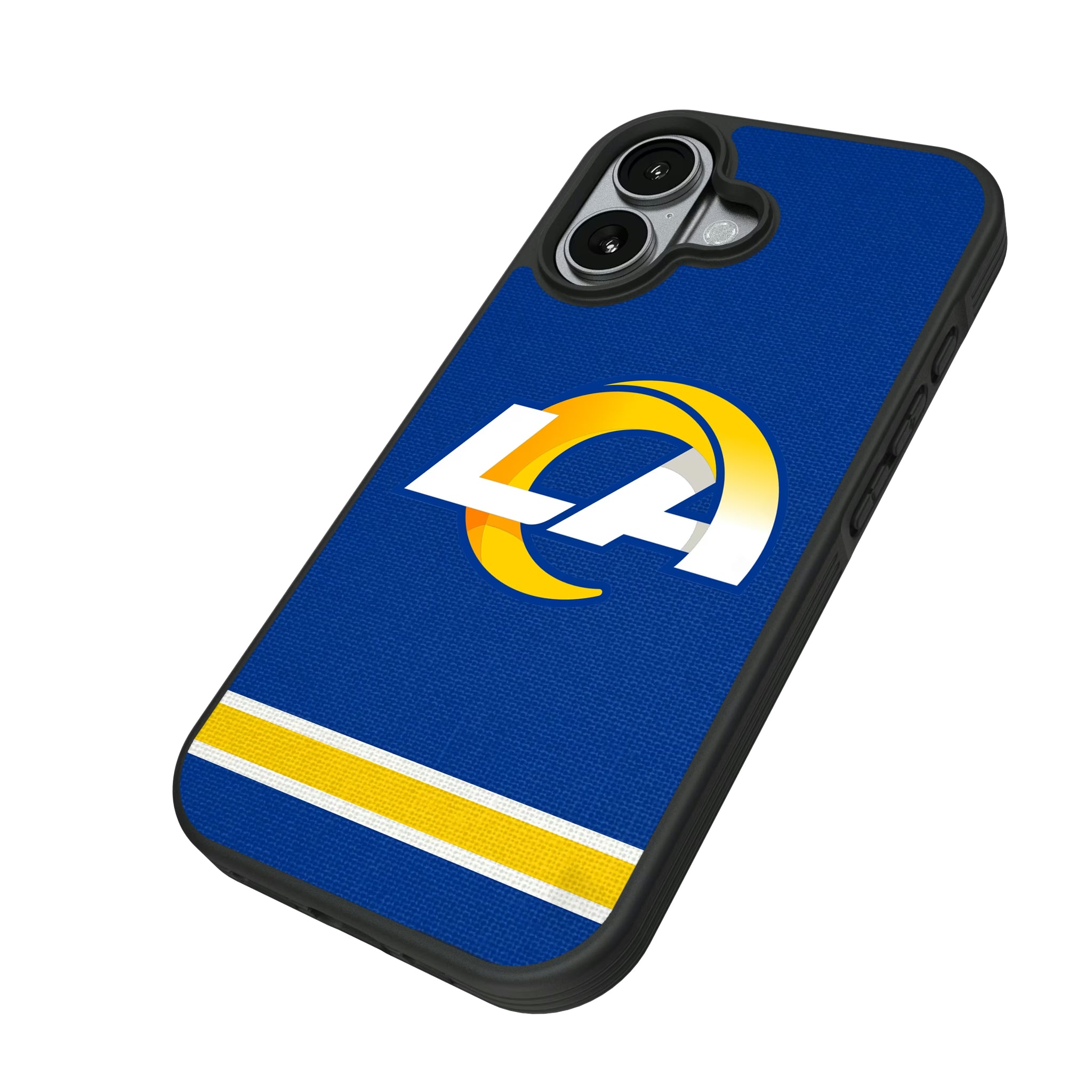Los Angeles Rams Stripe iPhone Bump Phone Case for Apple iPhone - Isometric View#Device_iPhone 17