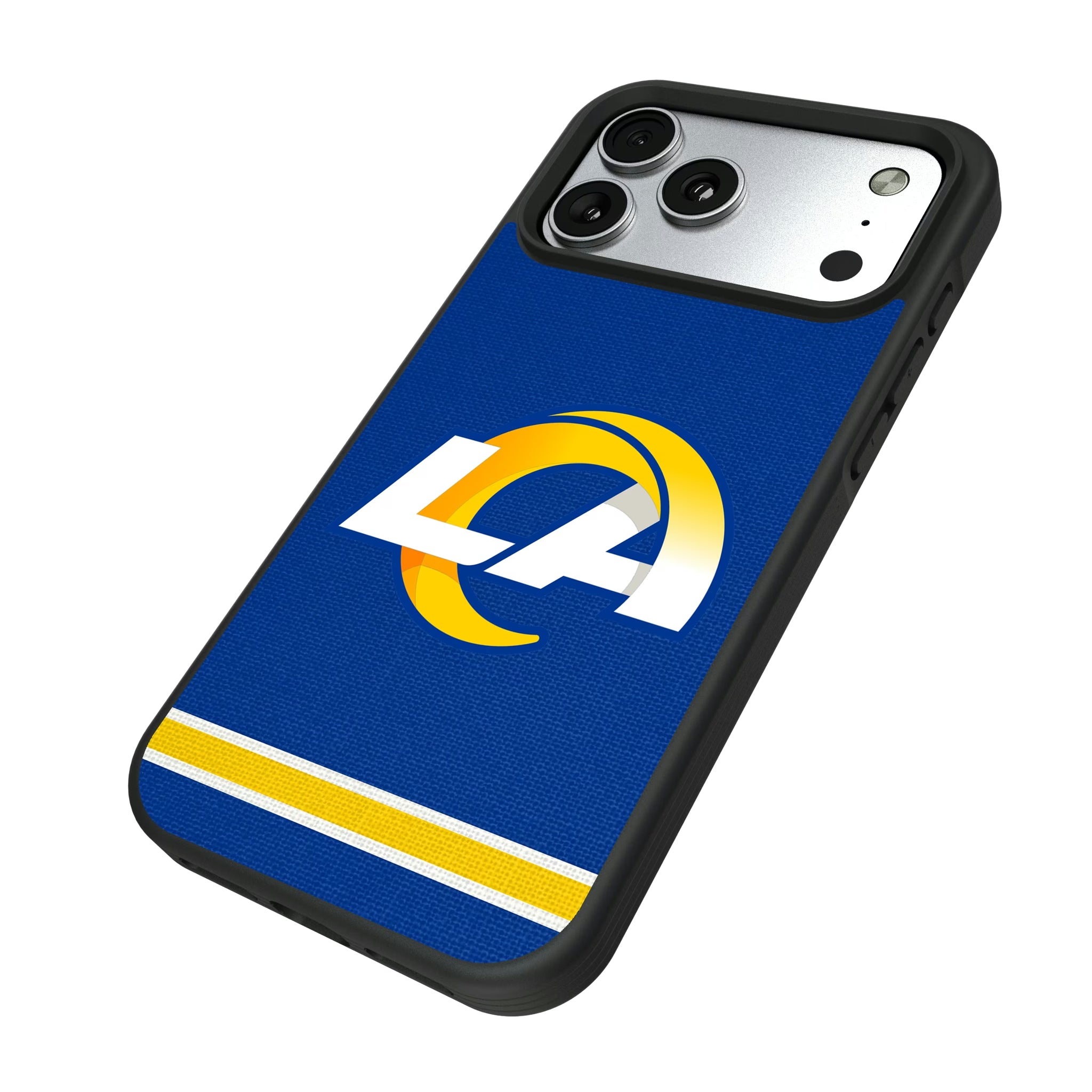 Los Angeles Rams Stripe iPhone Bump Phone Case for Apple iPhone - Isometric View#Device_iPhone 17 Pro Max