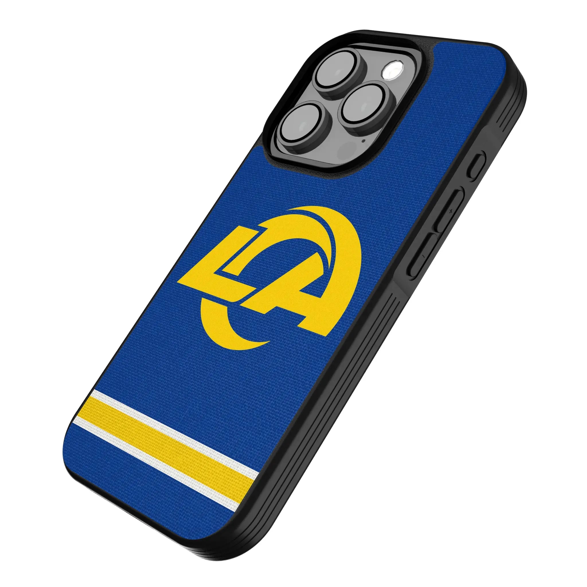 Los Angeles Rams Stripe iPhone Bump Phone Case for Apple iPhone - Isometric View
