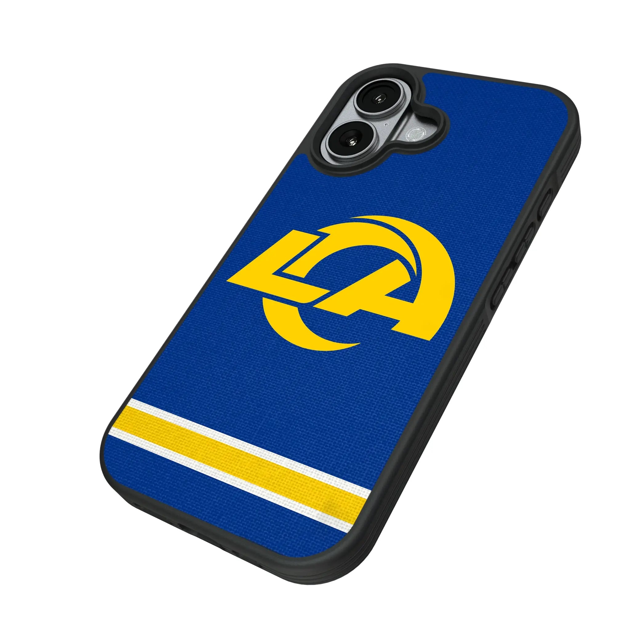 Los Angeles Rams Stripe iPhone Bump Phone Case for Apple iPhone - Isometric View#Device_iPhone 17