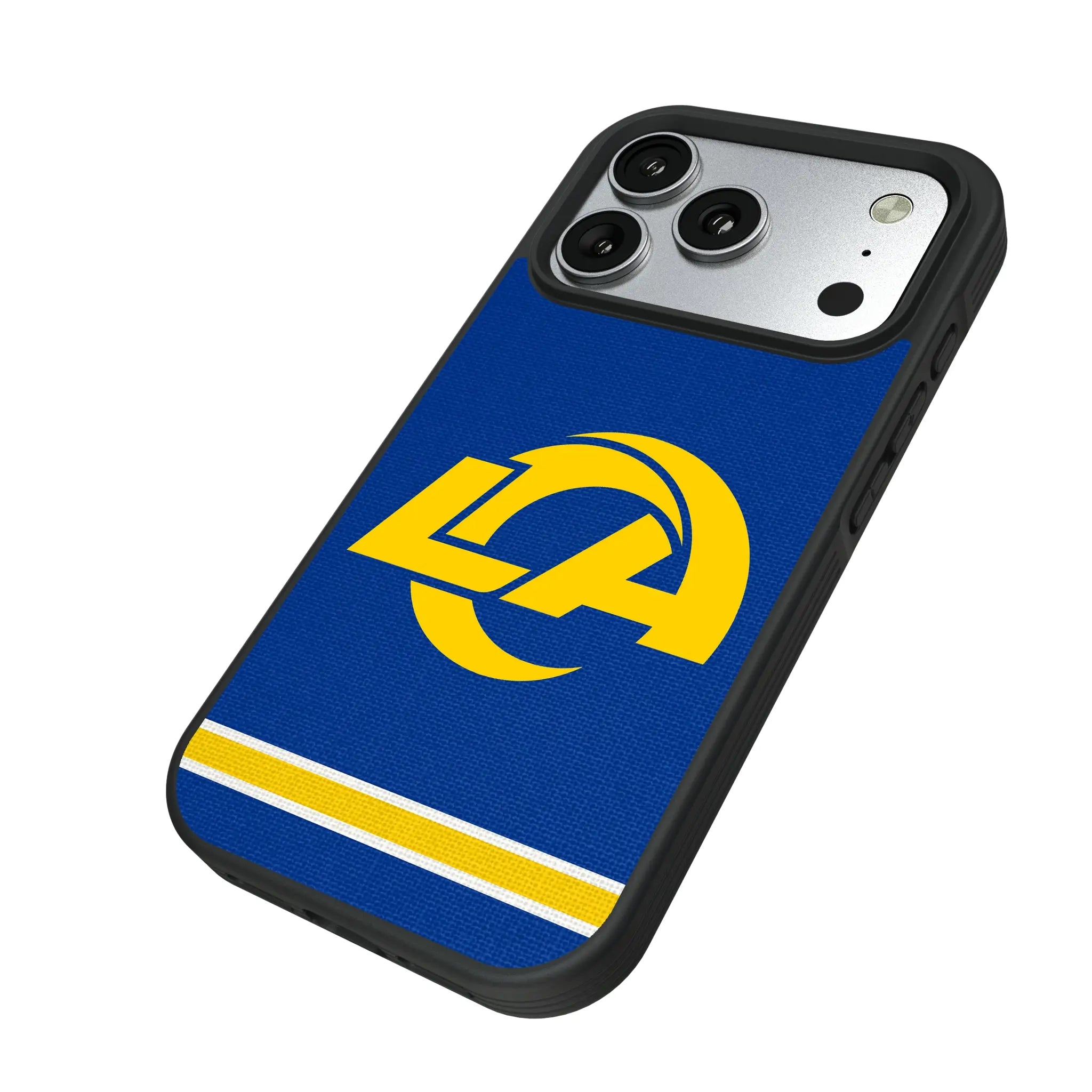 Los Angeles Rams Stripe iPhone Bump Phone Case for Apple iPhone - Isometric View#Device_iPhone 17 Pro