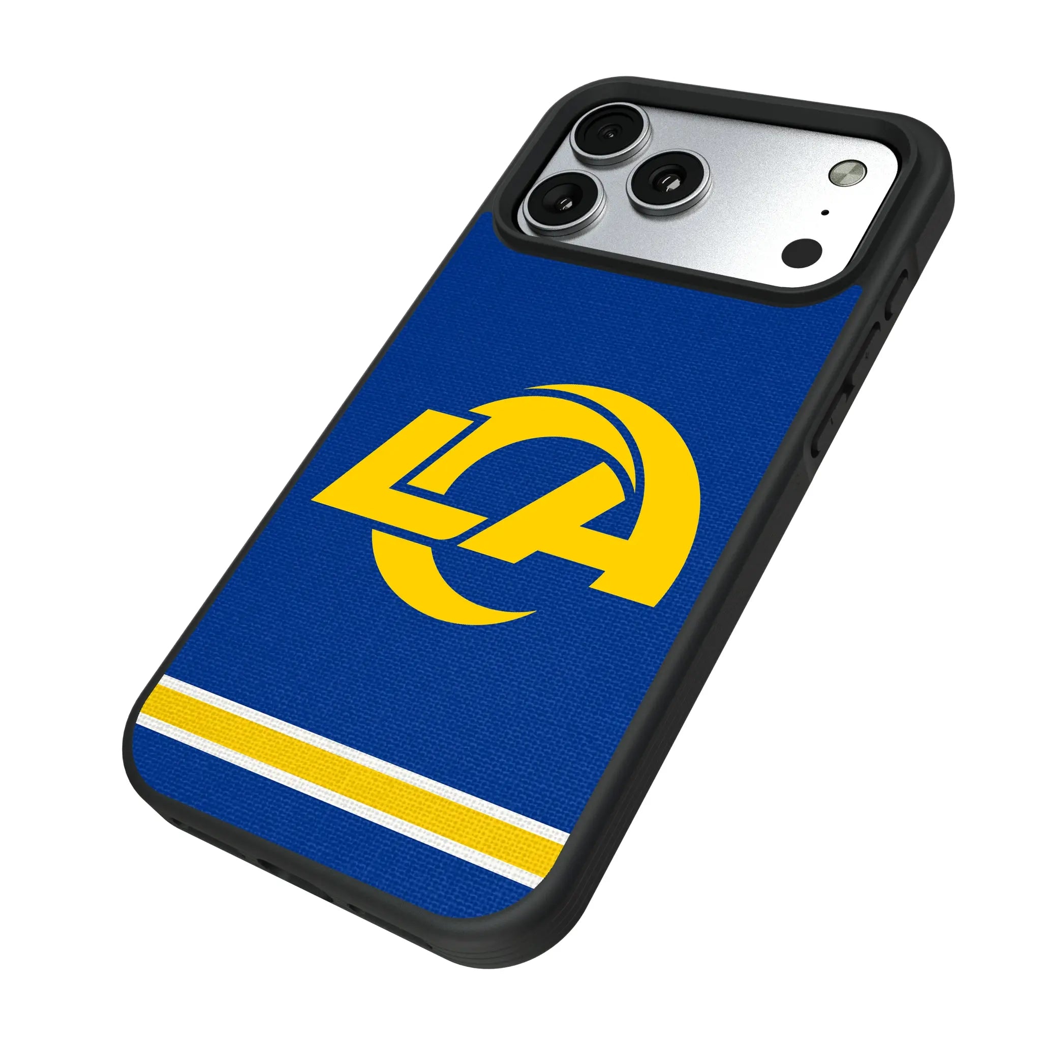 Los Angeles Rams Stripe iPhone Bump Phone Case for Apple iPhone - Isometric View#Device_iPhone 17 Pro Max