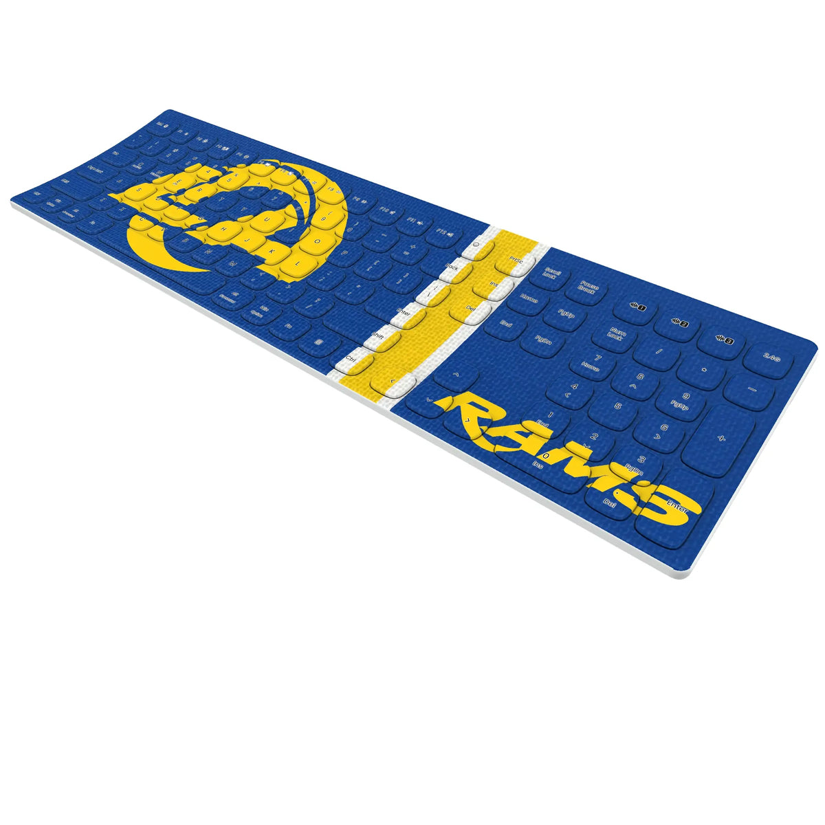 Los Angeles Rams Stripe KKB605 Curved Wireless Keyboard - Isometric View