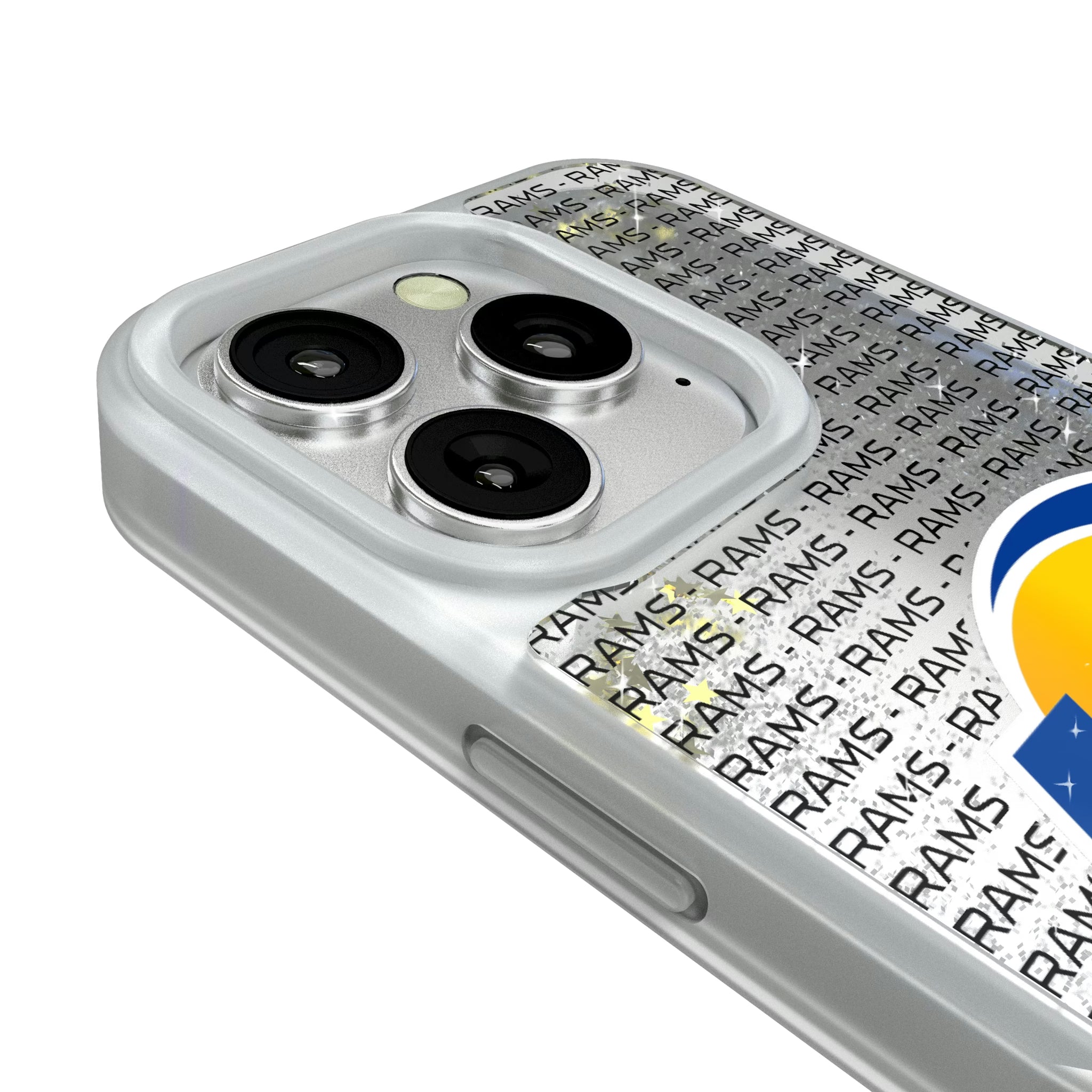 Los Angeles Rams Text Backdrop iPhone Glitter Phone Case for Apple iPhone - Detail#Device_iPhone 16 Pro