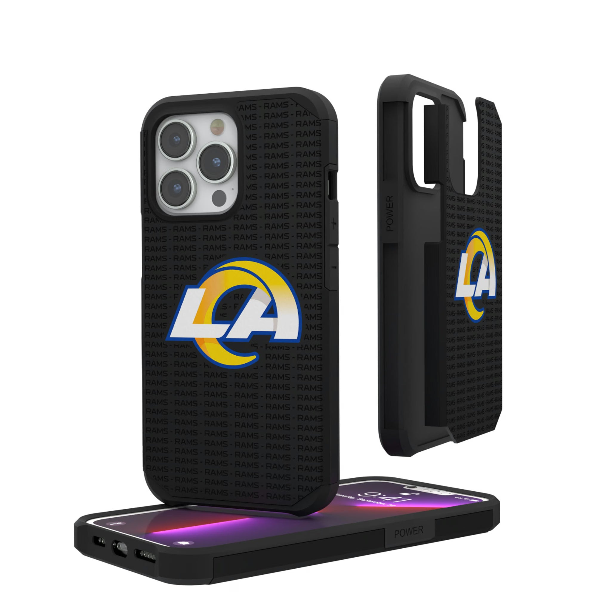 Los Angeles Rams Text Backdrop iPhone Rugged Phone Case for Apple iPhone
