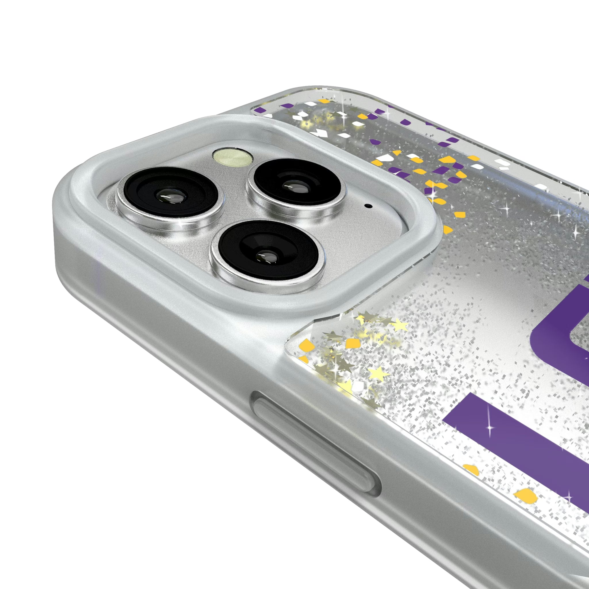 Louisiana State University Tigers Confetti iPhone Glitter Phone Case for Apple iPhone - Detail#Device_iPhone 16 Pro