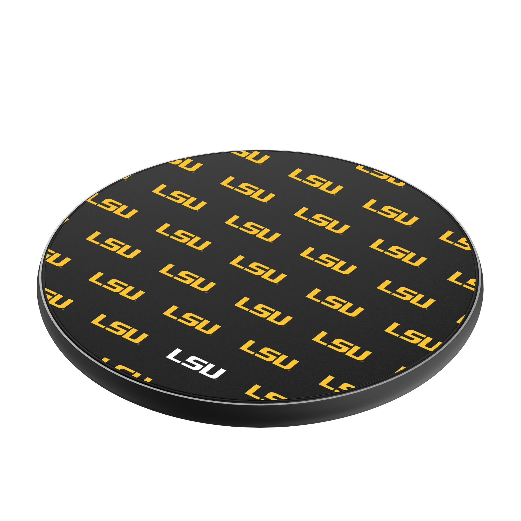 Louisiana State University Tigers Fashion Pattern 15-Watt Wireless Charger - Isometric View