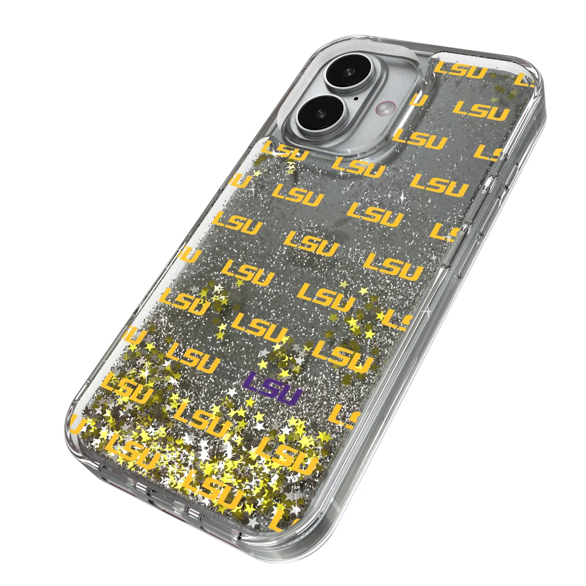 Louisiana State University Tigers Fashion Pattern iPhone Glitter Phone Case for Apple iPhone - Isometric View