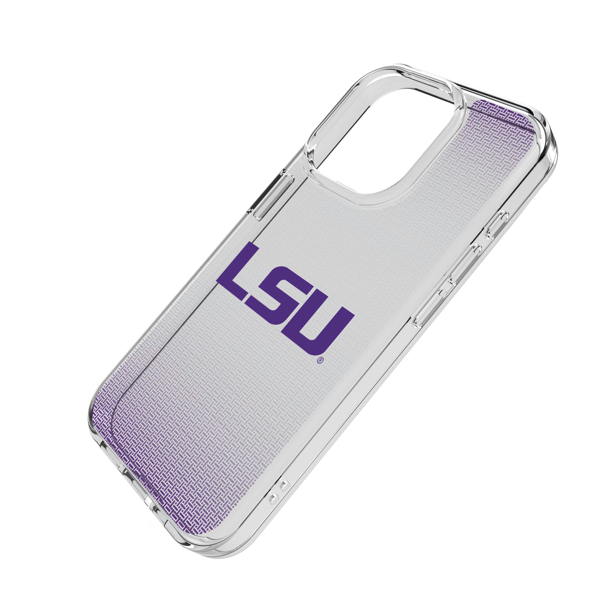 Louisiana State University Tigers Linen iPhone Clear Phone Case for Apple iPhone - Isometric View