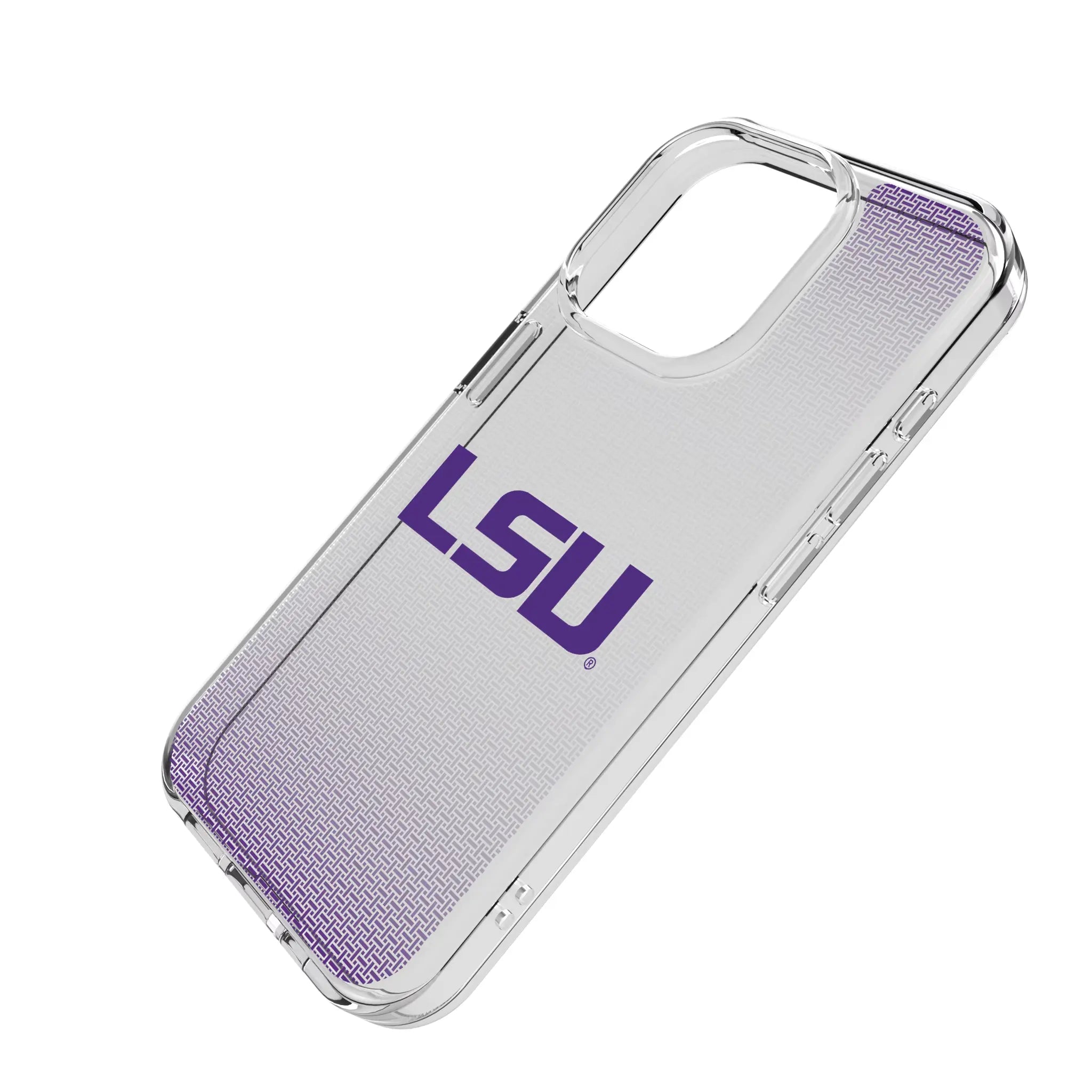 Louisiana State University Tigers Linen iPhone Clear Phone Case for Apple iPhone - Isometric View