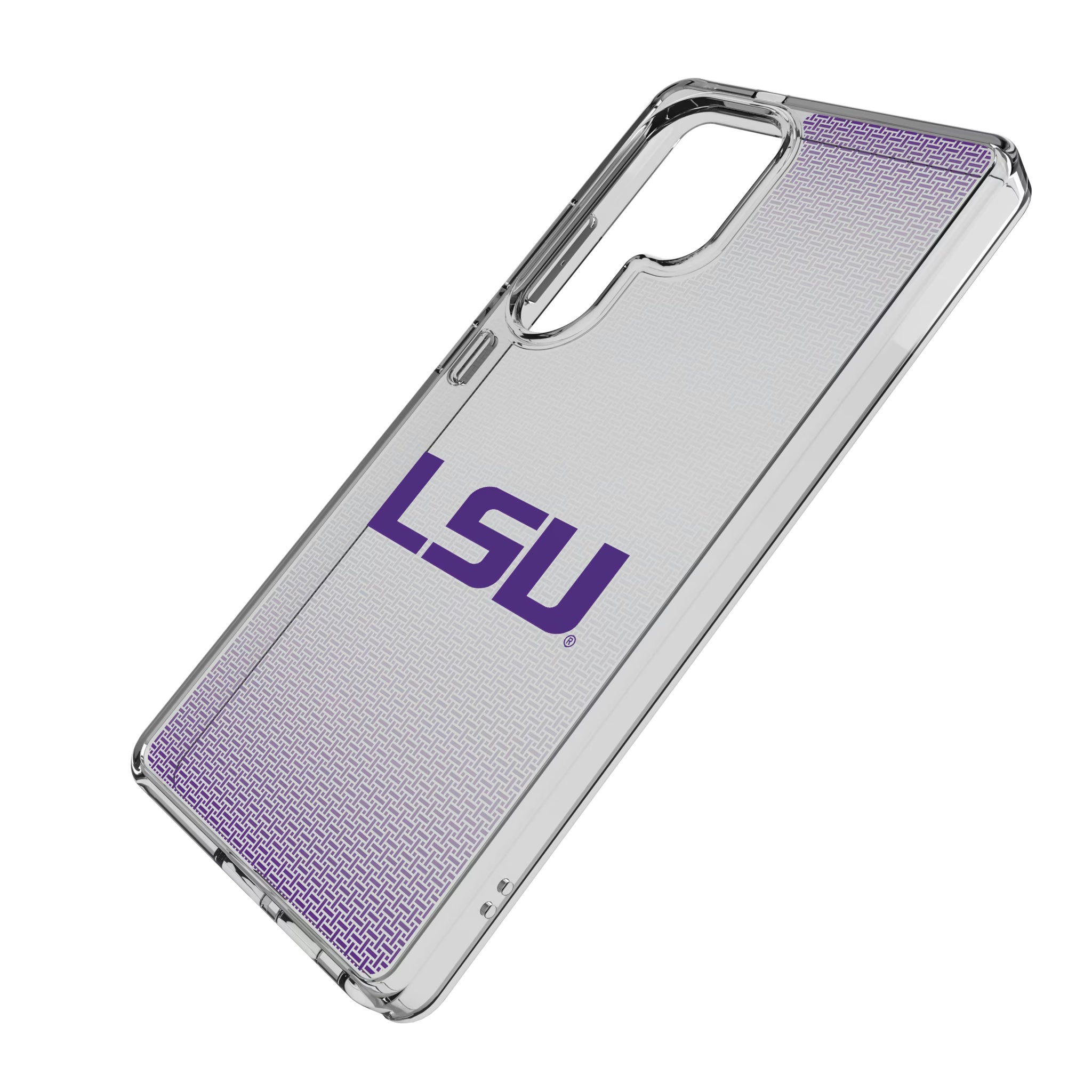 Louisiana State University Tigers Linen Galaxy Clear Phone Case for Samsung Galaxy - Isometric View