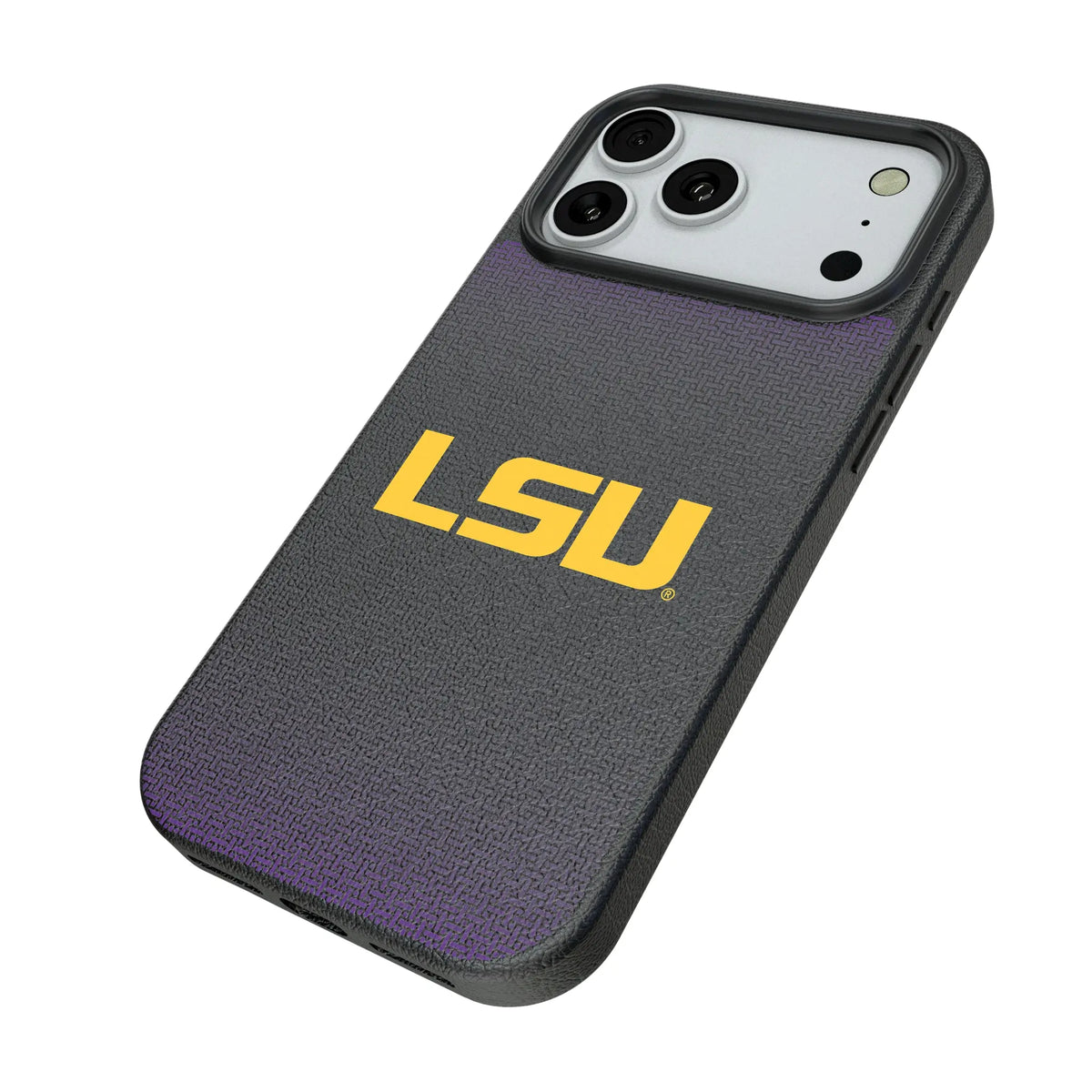 Louisiana State University Tigers Linen iPhone MagSafe Compatible Phone Case for Apple iPhone - Isometric View#Device_iPhone 18 Pro Max