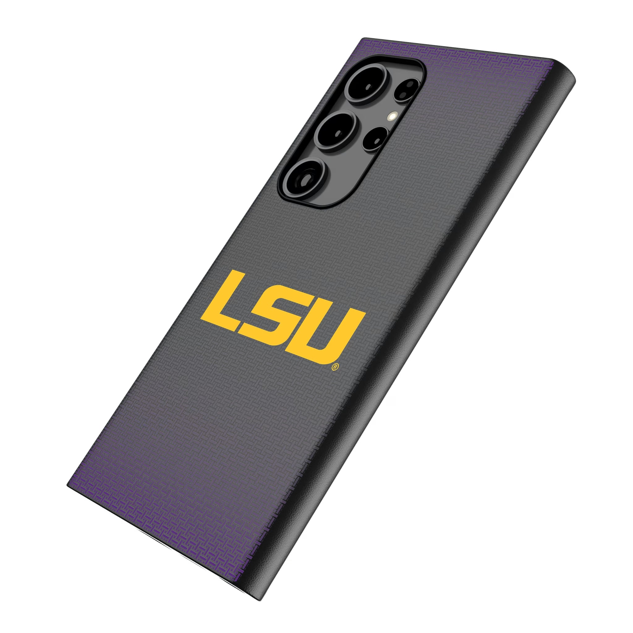 Louisiana State University Tigers Linen Galaxy MagSafe Compatible Phone Case for Samsung Galaxy - Isometric View