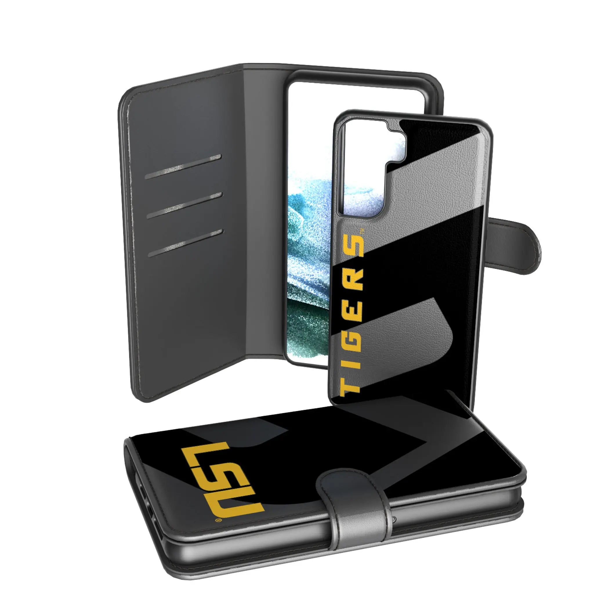 Louisiana State University Tigers Monocolor Tilt Galaxy Wallet Phone Case for Samsung Galaxy