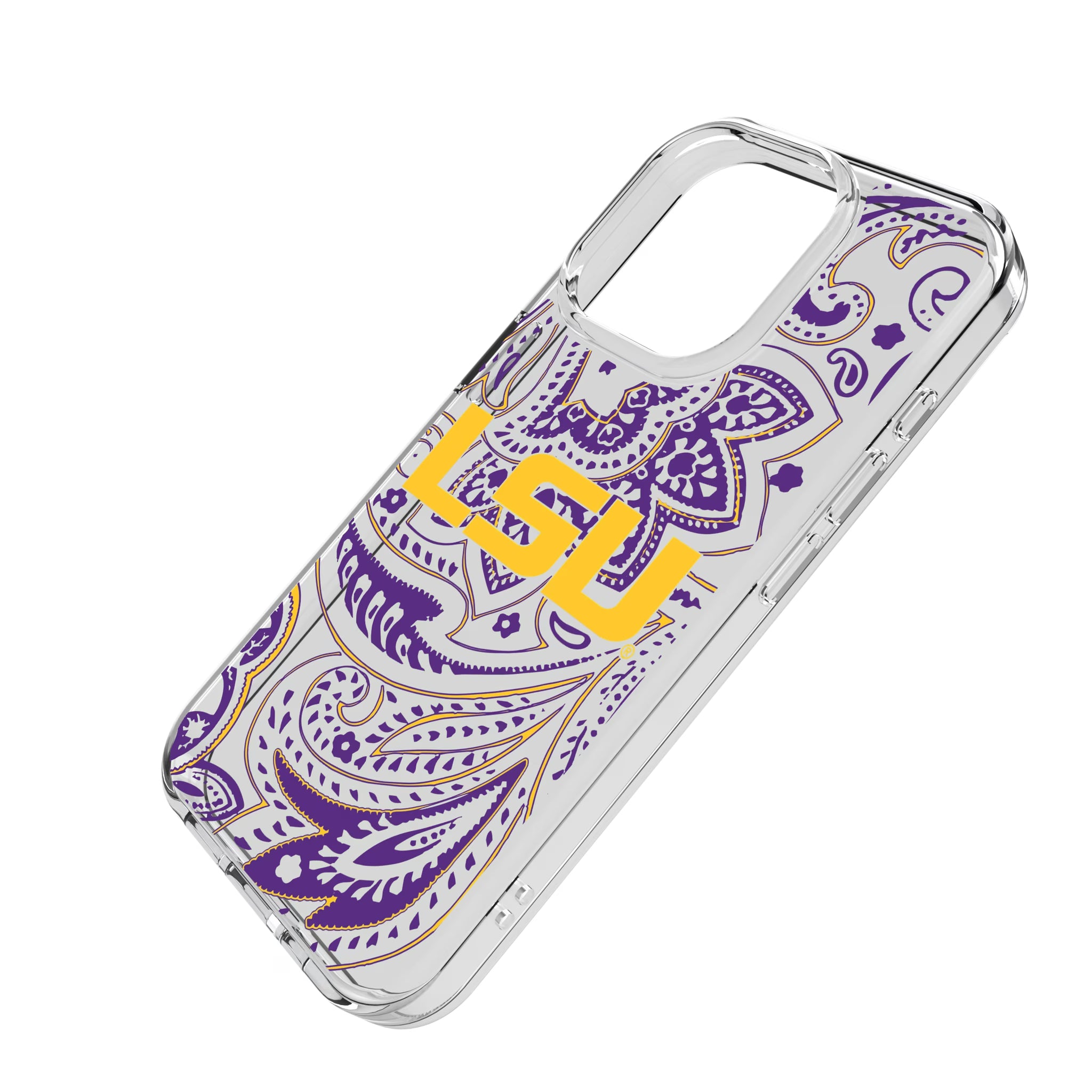 Louisiana State University Tigers Paisley iPhone Clear Phone Case for Apple iPhone - Isometric View
