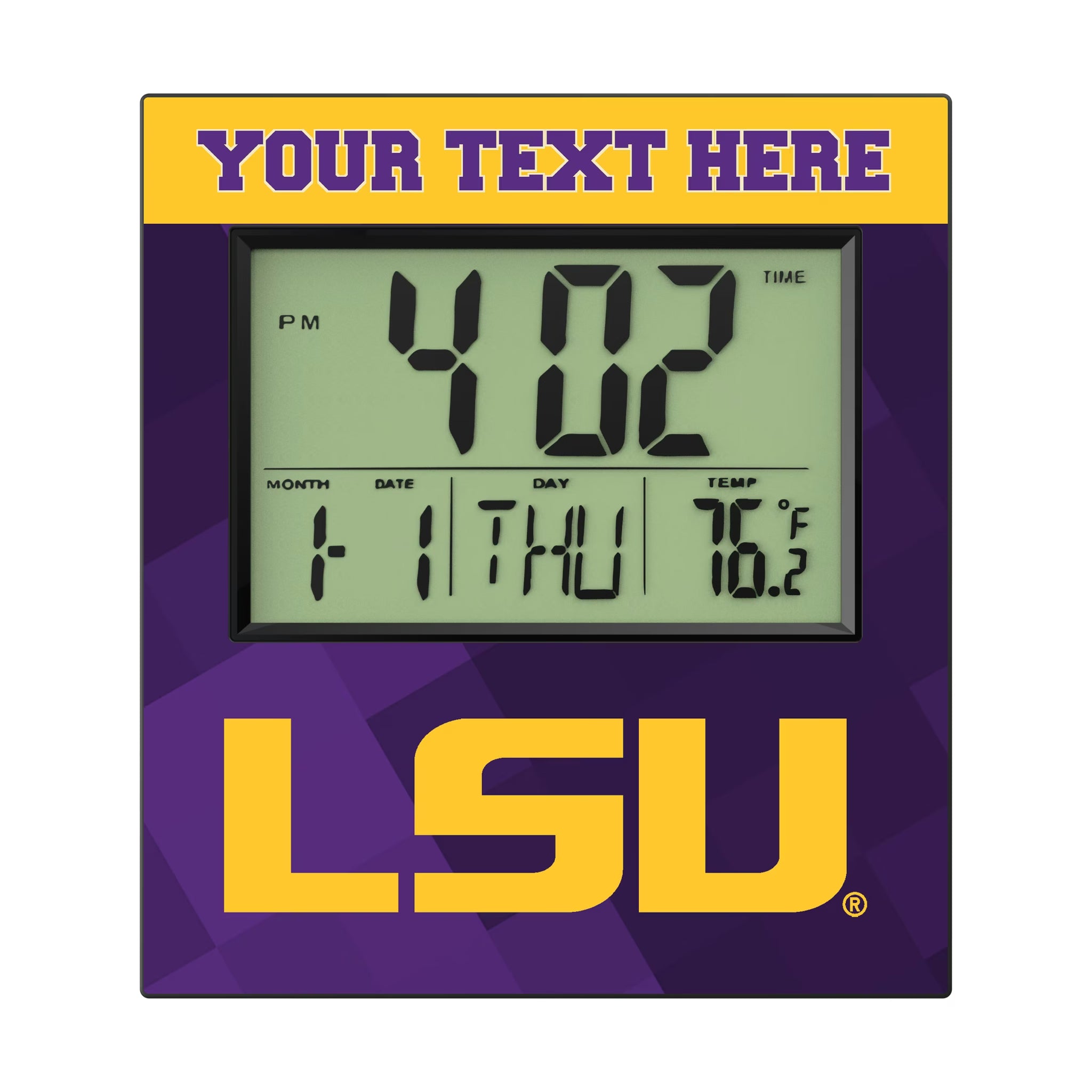 Louisiana State University Tigers Personalized Color Block Wall Clock