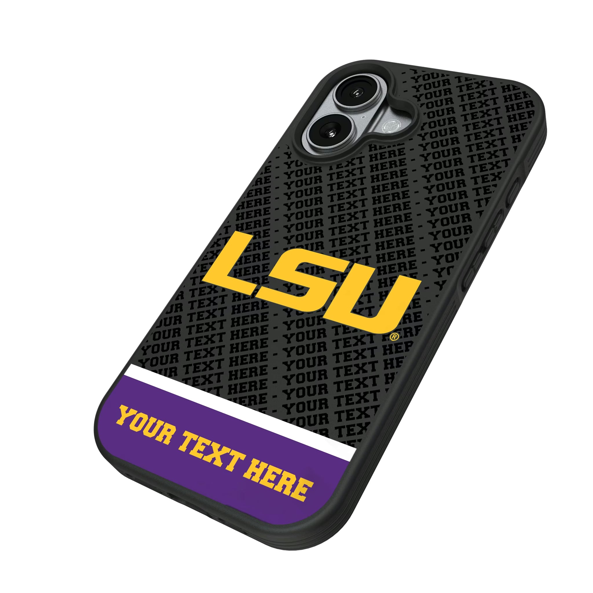 Louisiana State University Tigers Personalized EndZone Plus iPhone Bump Phone Case for Apple iPhone - Isometric View#Device_iPhone 17