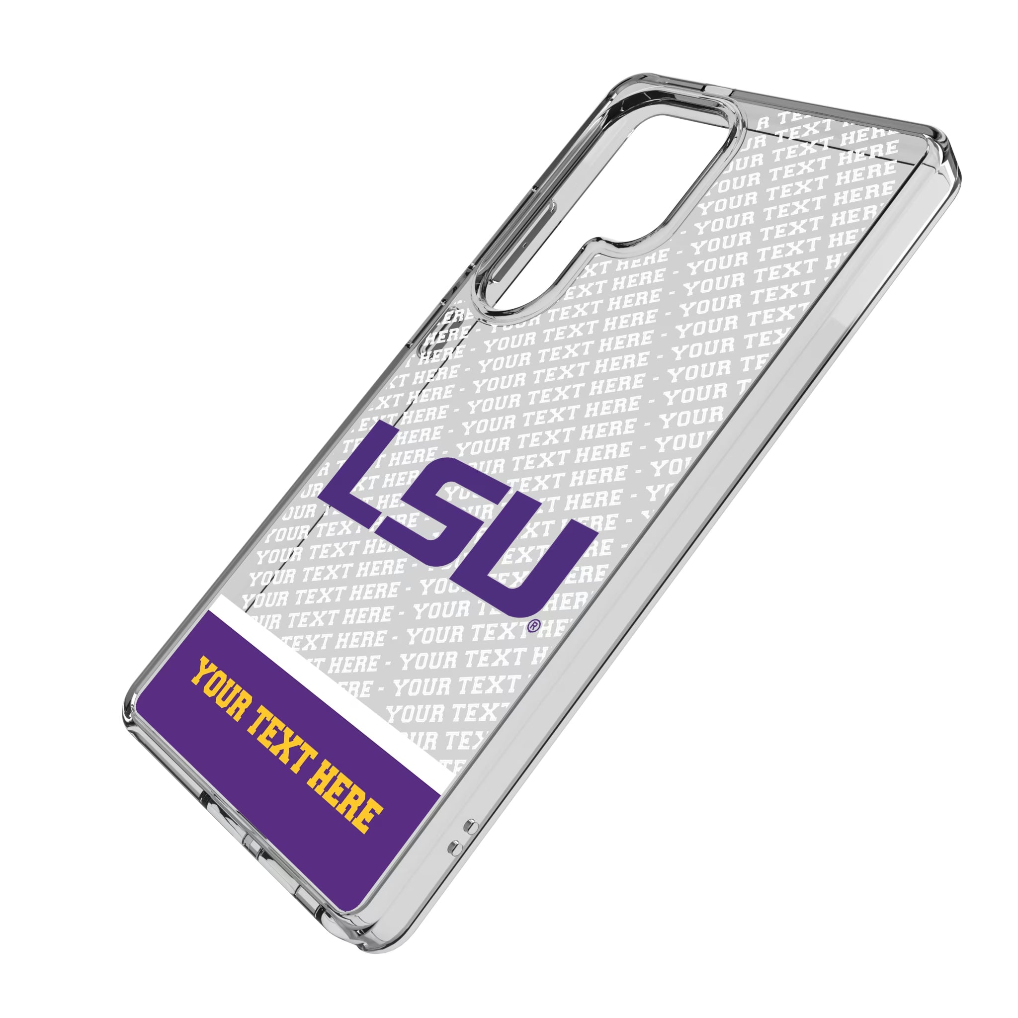 Louisiana State University Tigers Personalized EndZone Plus Galaxy Clear Phone Case for Samsung Galaxy - Isometric View