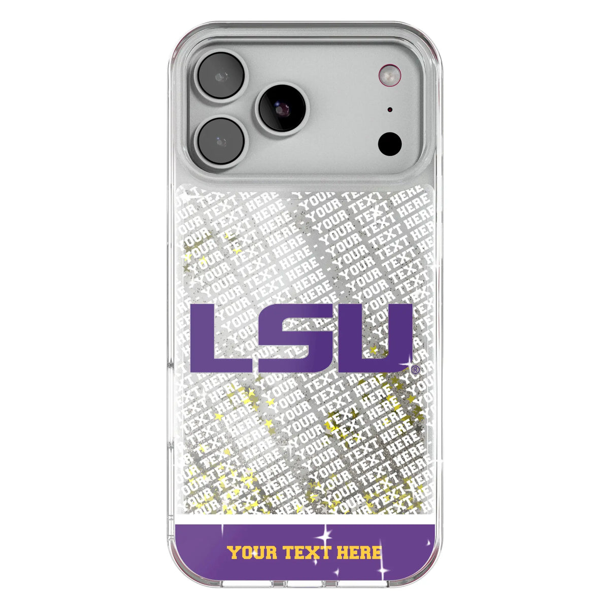 Louisiana State University Tigers Personalized EndZone Plus Glitter Phone Case for Apple iPhone