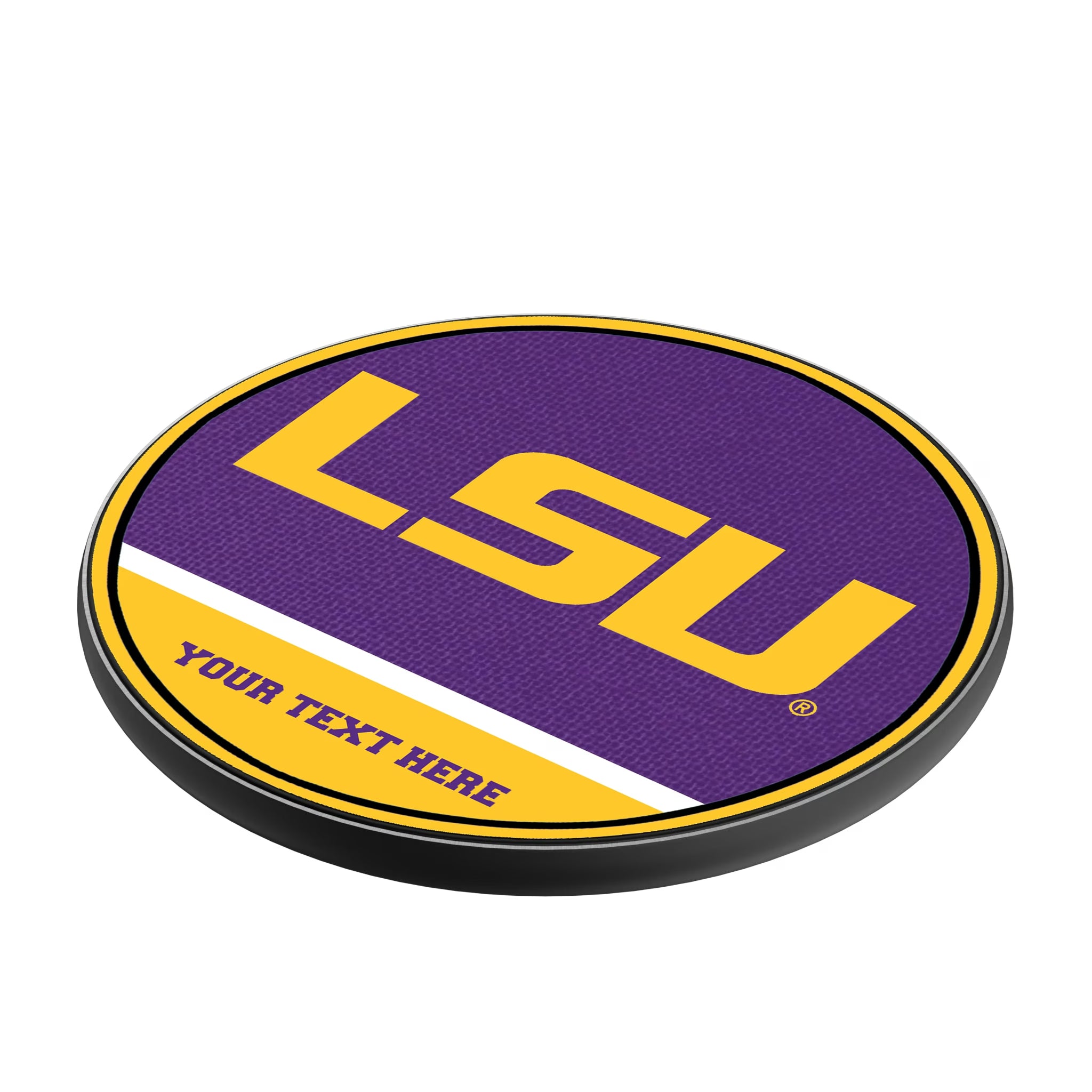 Louisiana State University Tigers Personalized Endzone Solid 15-Watt Wireless Charger - Isometric View