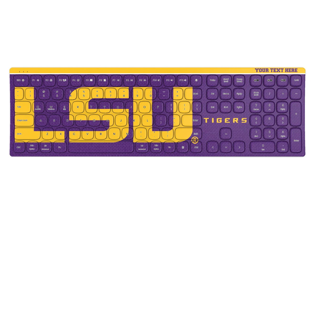 Louisiana State University Tigers Personalized Endzone Solid KKB605 Curved Wireless Keyboard
