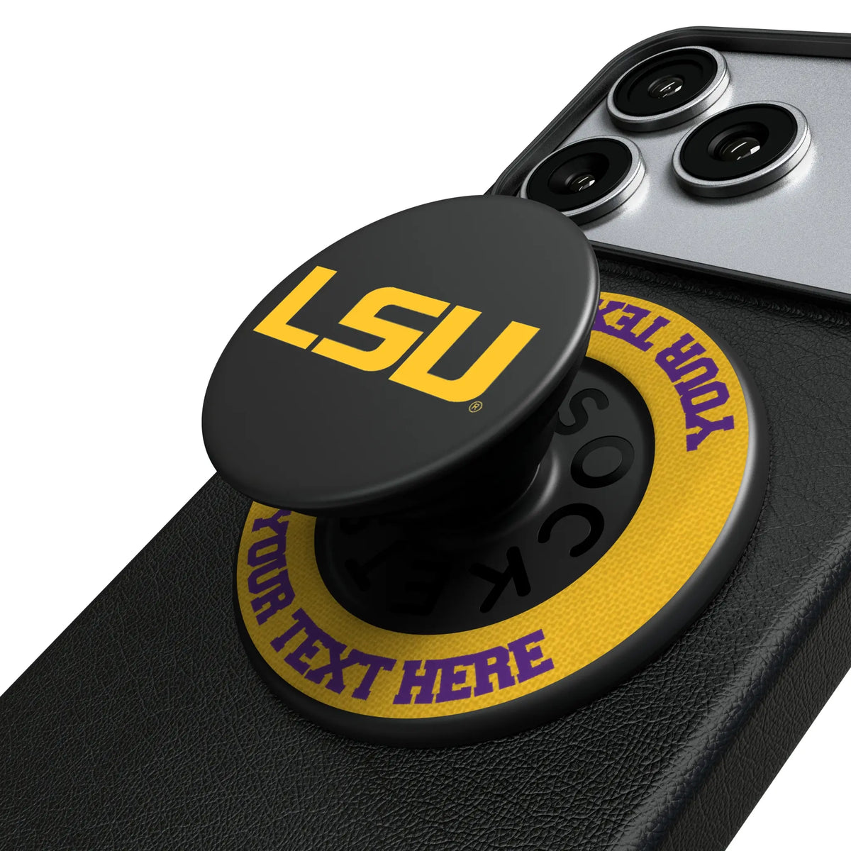 Louisiana State University Tigers Personalized Endzone Solid Popsockets Round Magnetic